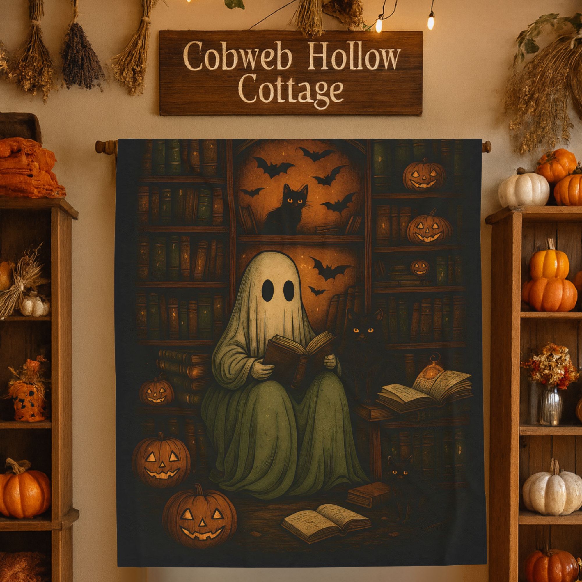 Ghost Reading Plush Blanket