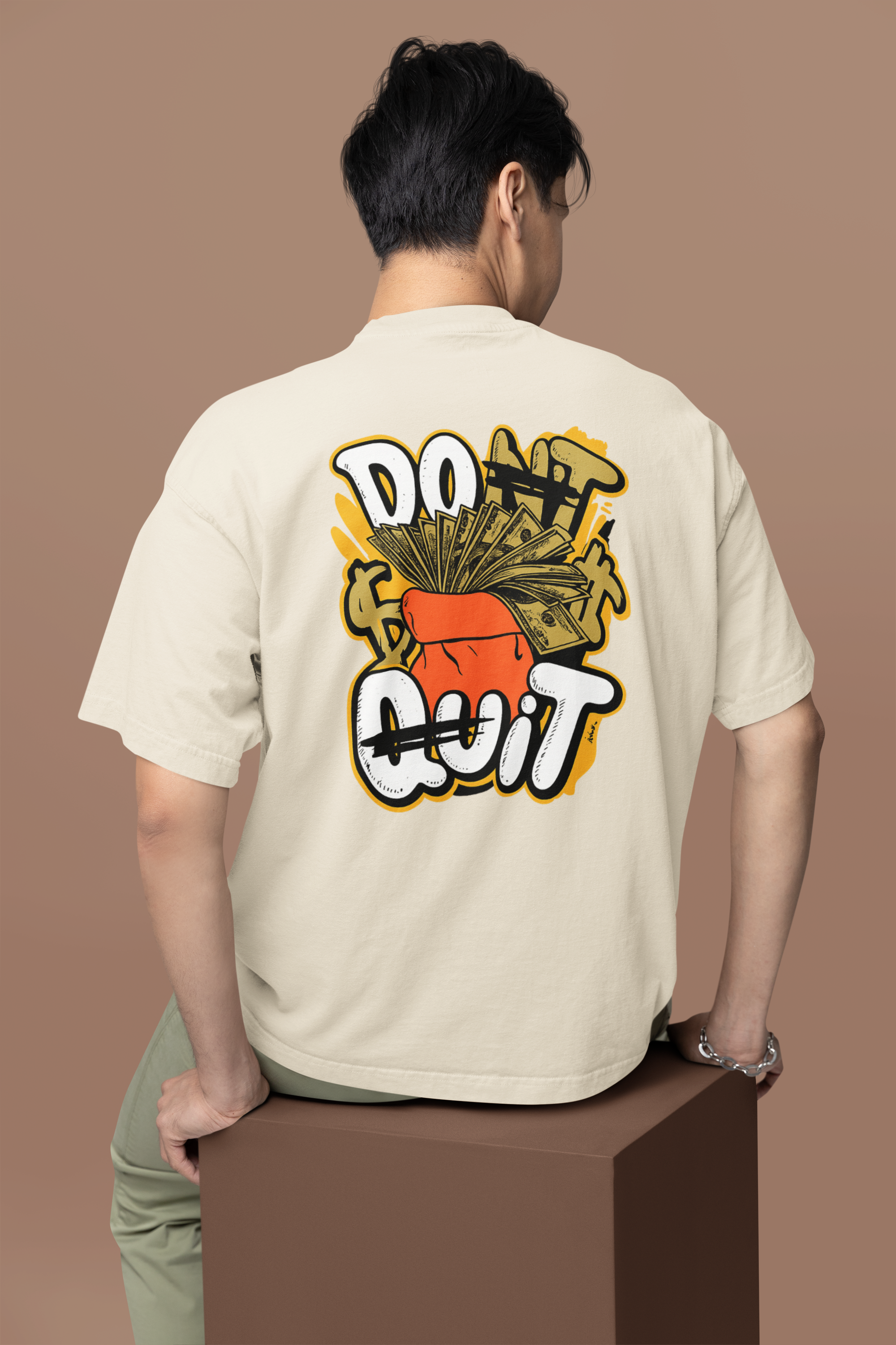 Men's Oversized Graphic Tee - Motivational Fashion, Casual Streetwear, Trendy Gift for Him, Everyday Wear, Don't Quit Design