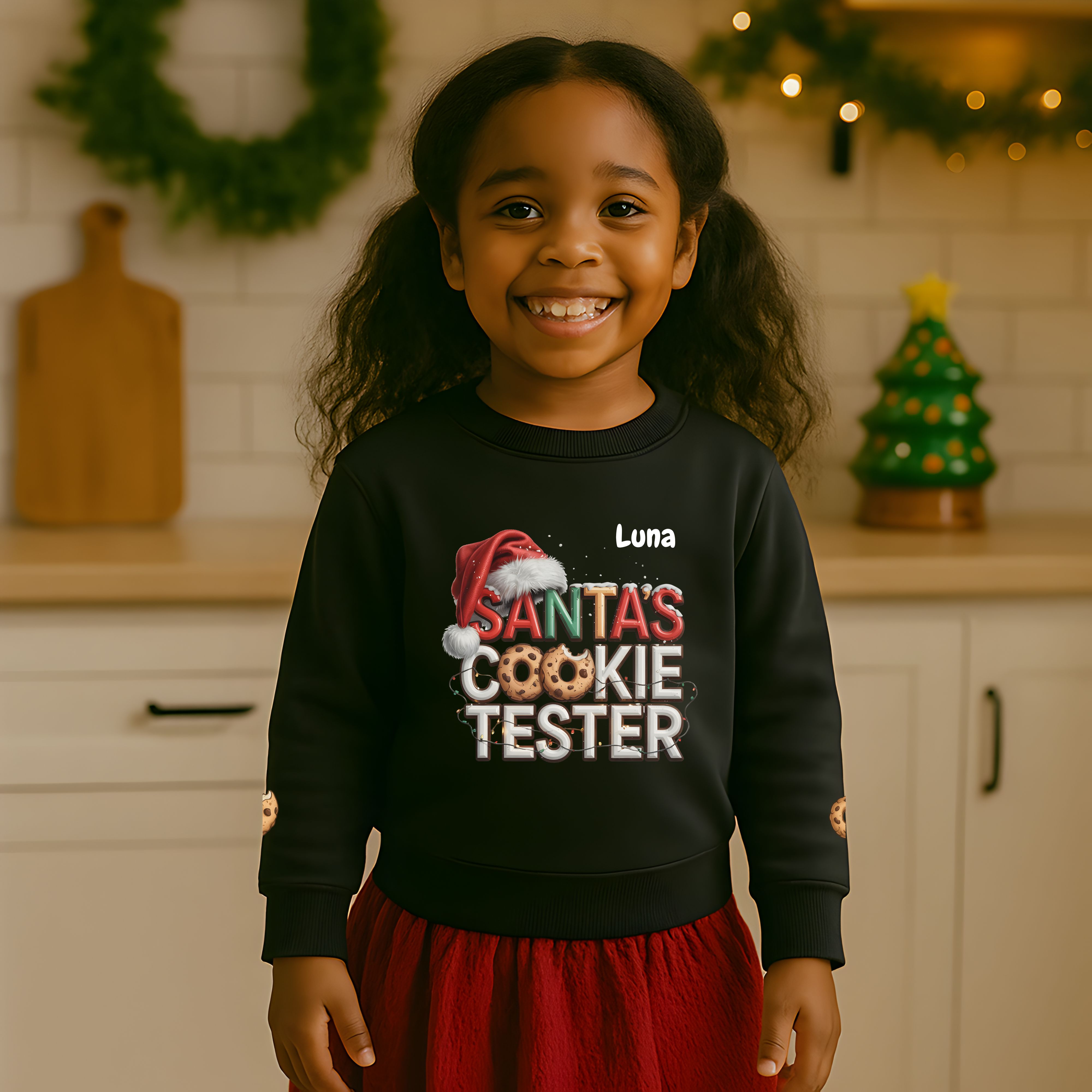 Personalized Cute Santa's Cookie Tester Toddler Sweatshirt 