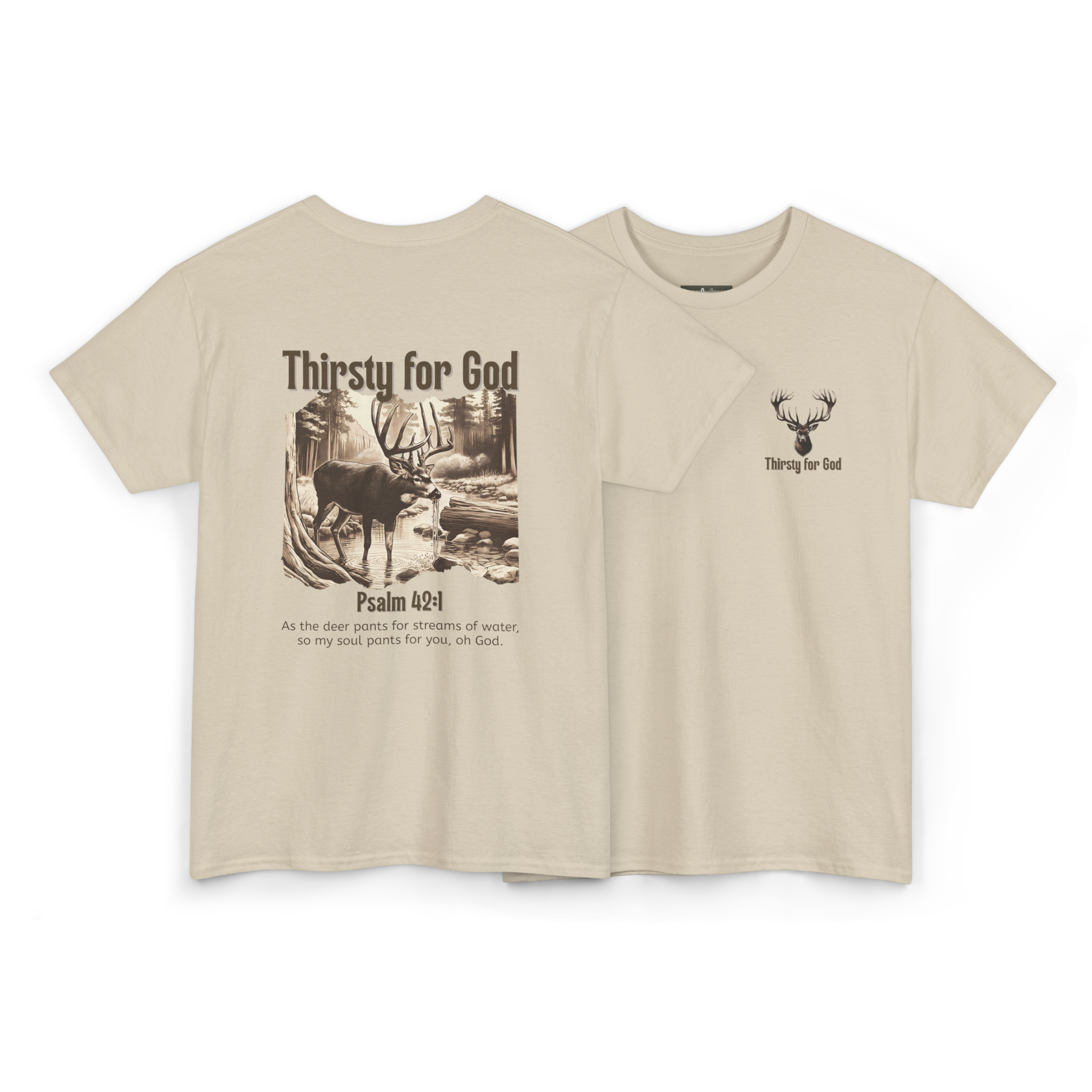 Unisex Heavy Cotton Tee - Thirsty for God Graphic Shirt, Inspirational Apparel for Faith, Gift for Religious Occasions, Psalm 42:1