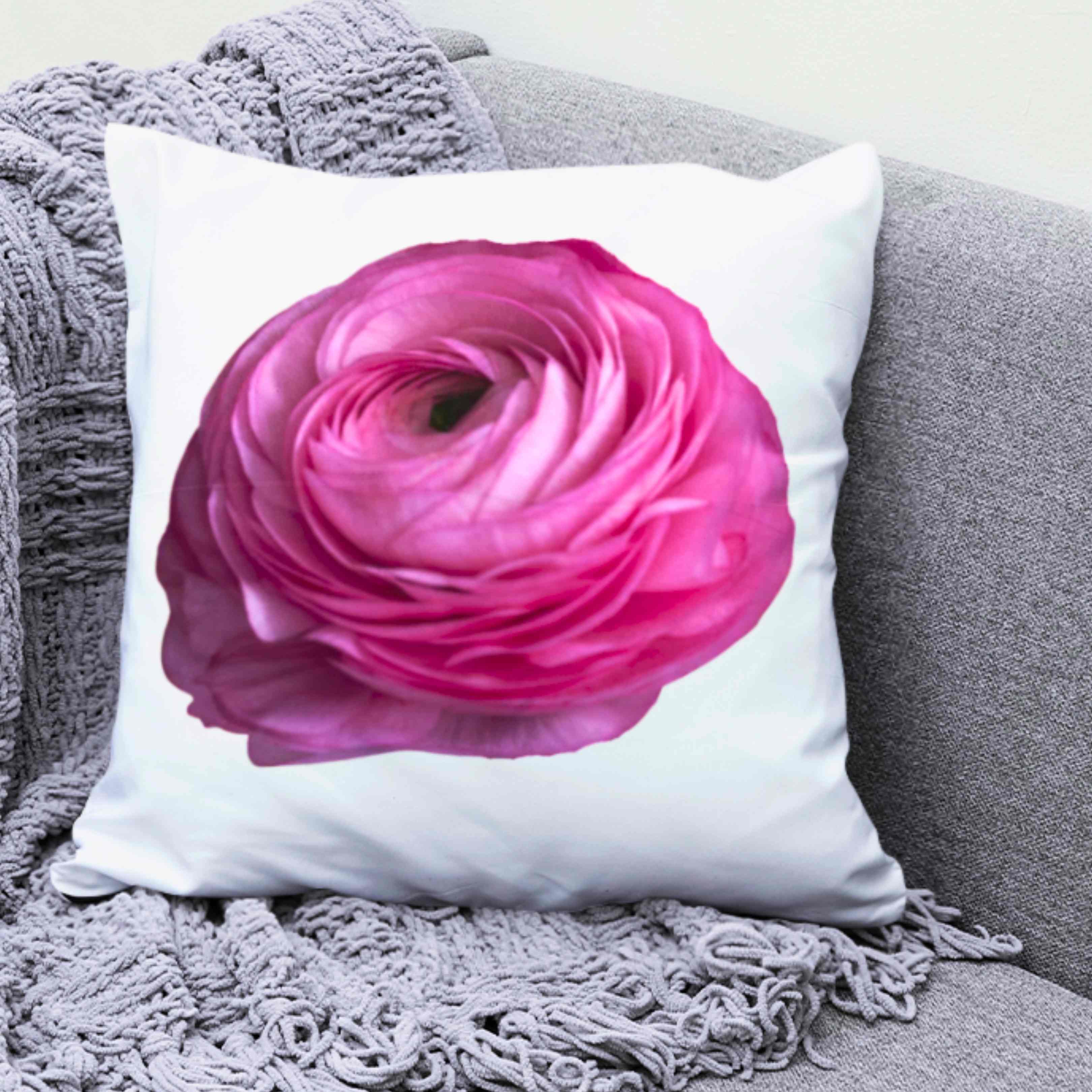 Amandine Ranunculus Pillow Stunning Vibrant  - Chic Home Decor, Gift for Flower Lovers, Spring Accents, Living Room Cushion, Cozy Throw Pillow, Gift for Her, Mom, Coworker and Friends product thumbnail image