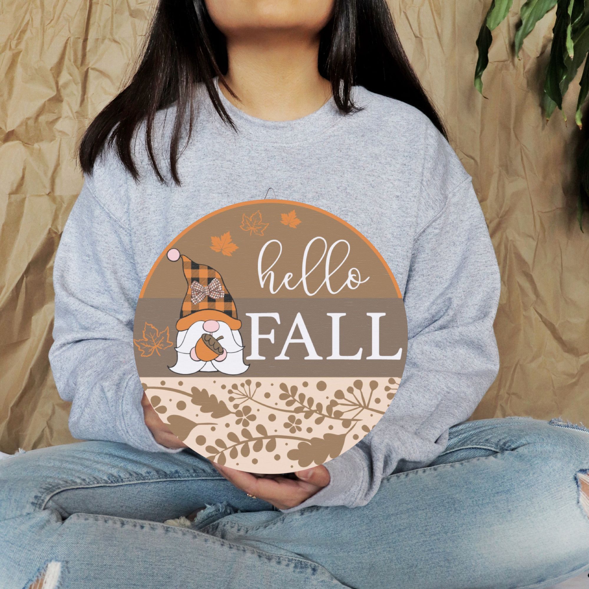 Hello Fall  Gnome Wooden Sign  product thumbnail image