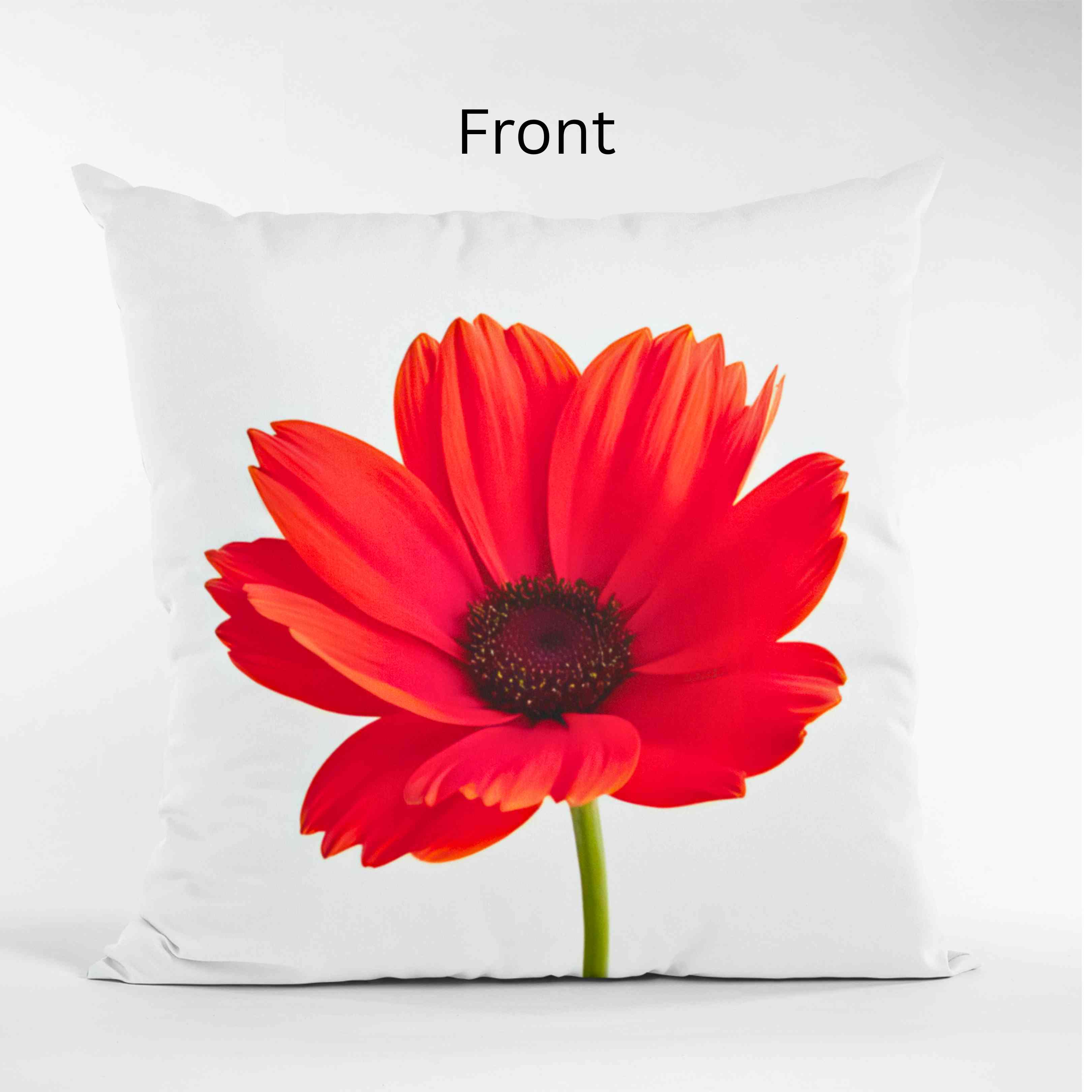 Red Poppy Vibrant Pillow, Simple, yet Elegant, Floral Home Decor, Cozy Throw Cushion, Gift for Her, Coworker. Add a touch of Romance to any room. product thumbnail image