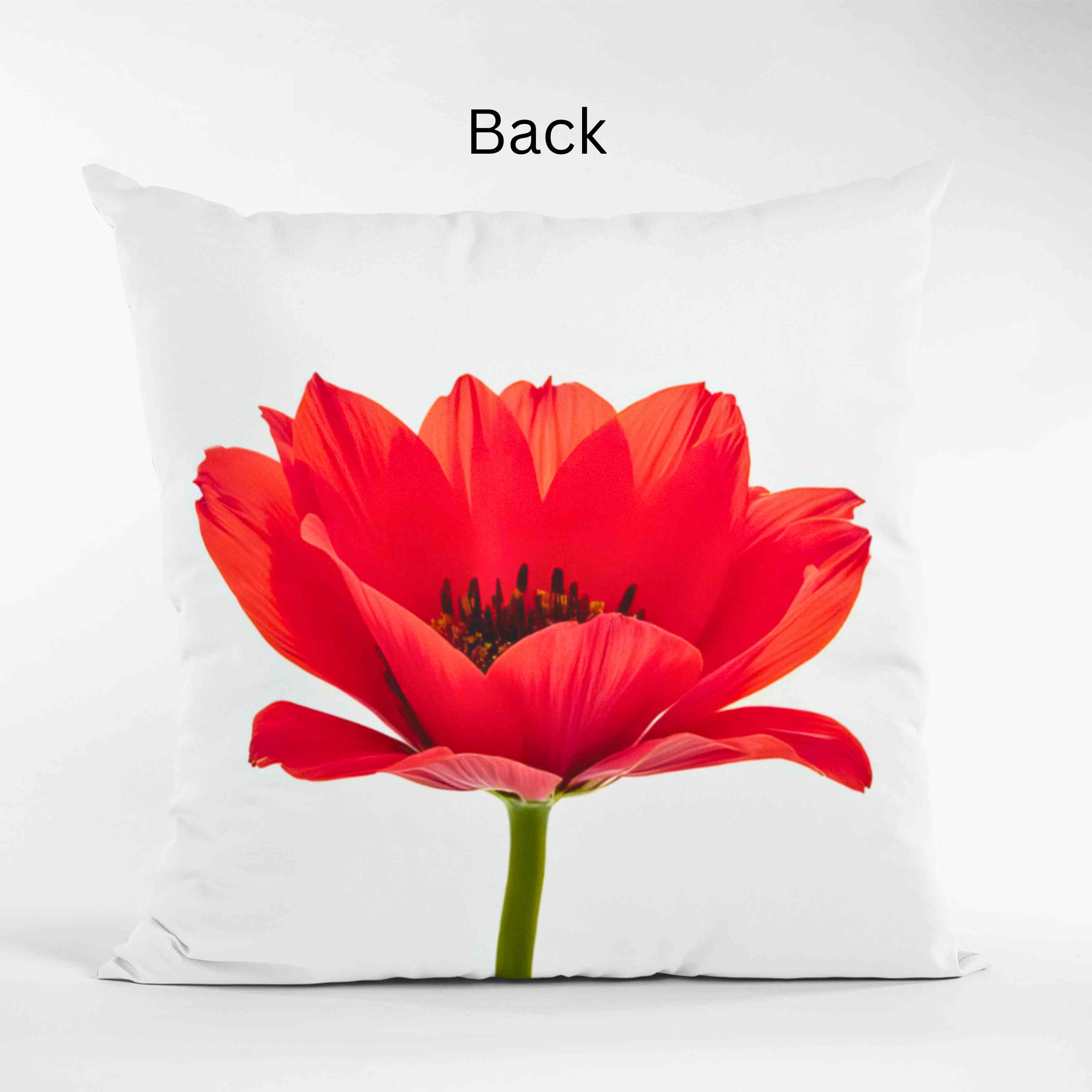 Red Poppy Vibrant Pillow, Simple, yet Elegant, Floral Home Decor, Cozy Throw Cushion, Gift for Her, Coworker. Add a touch of Romance to any room. product thumbnail image