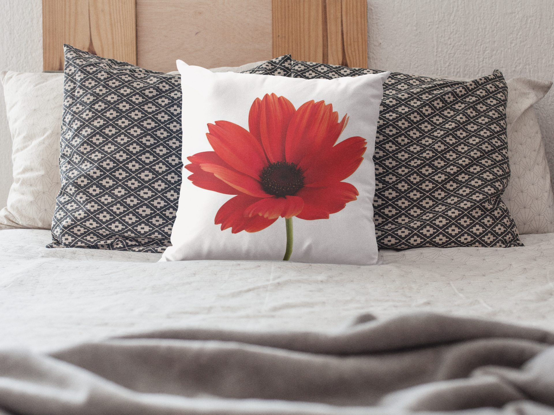 Red Poppy Vibrant Pillow, Simple, yet Elegant, Floral Home Decor, Cozy Throw Cushion, Gift for Her, Coworker. Add a touch of Romance to any room. product thumbnail image