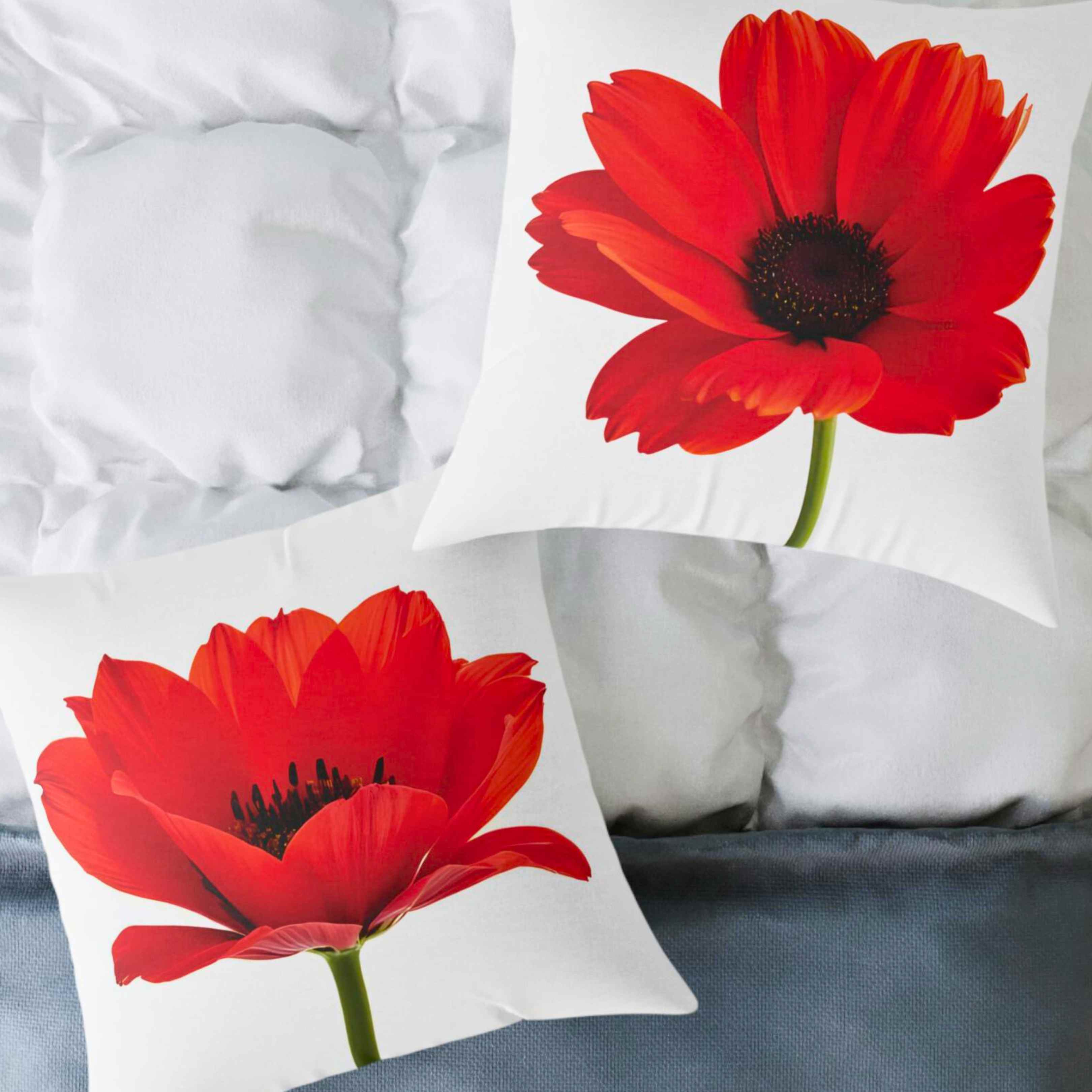 Red Poppy Vibrant Pillow, Simple, yet Elegant, Floral Home Decor, Cozy Throw Cushion, Gift for Her, Coworker. Add a touch of Romance to any room. product thumbnail image