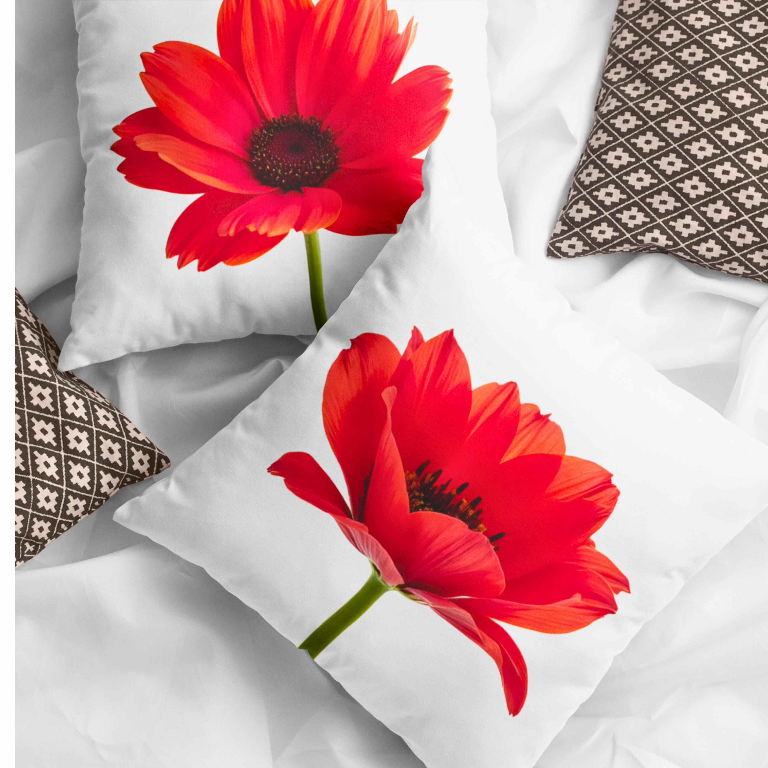 Red Poppy Vibrant Pillow, Simple, yet Elegant, Floral Home Decor, Cozy Throw Cushion, Gift for Her, Coworker. Add a touch of Romance to any room. product thumbnail image