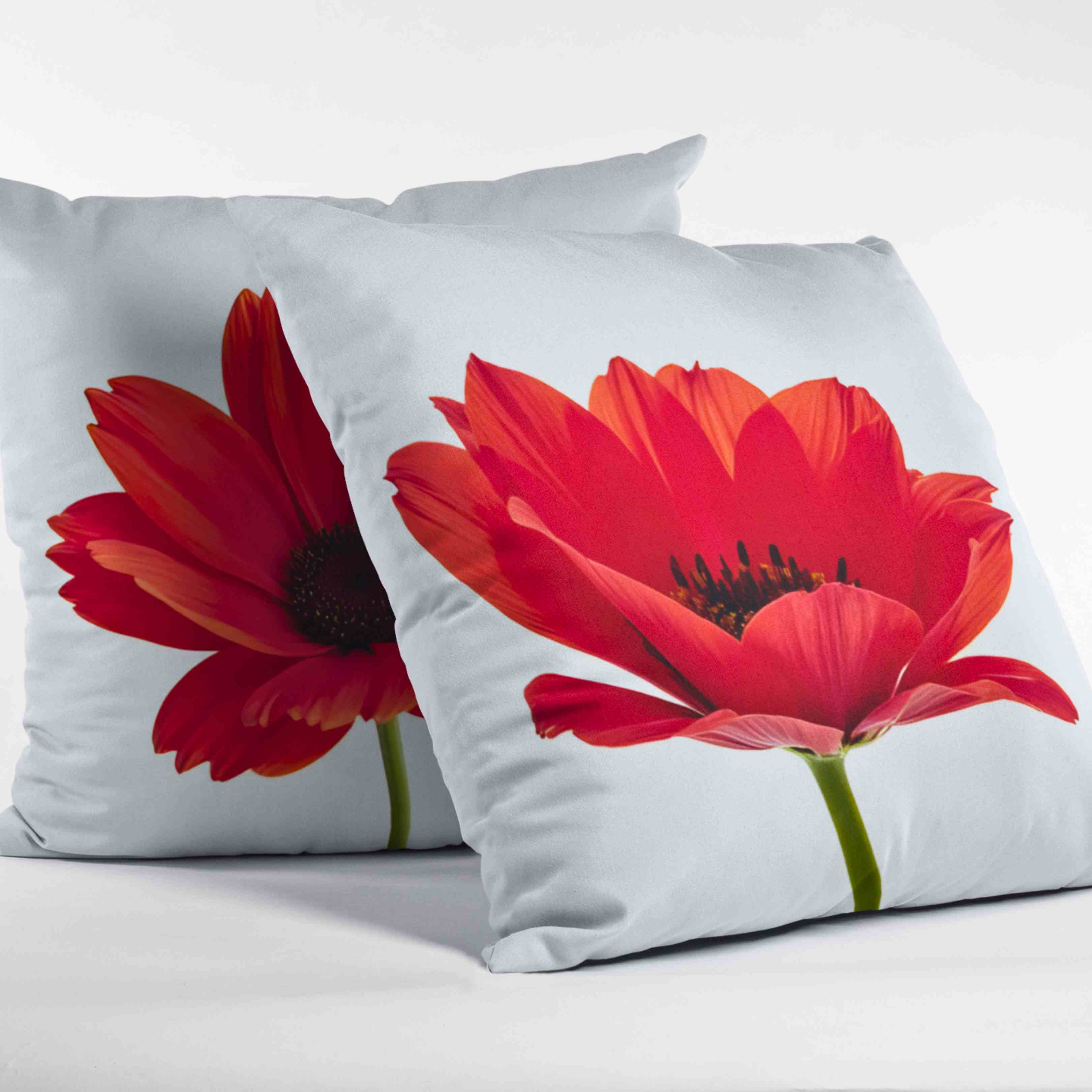 Red Poppy Vibrant Pillow, Simple, yet Elegant, Floral Home Decor, Cozy Throw Cushion, Gift for Her, Coworker. Add a touch of Romance to any room. product thumbnail image