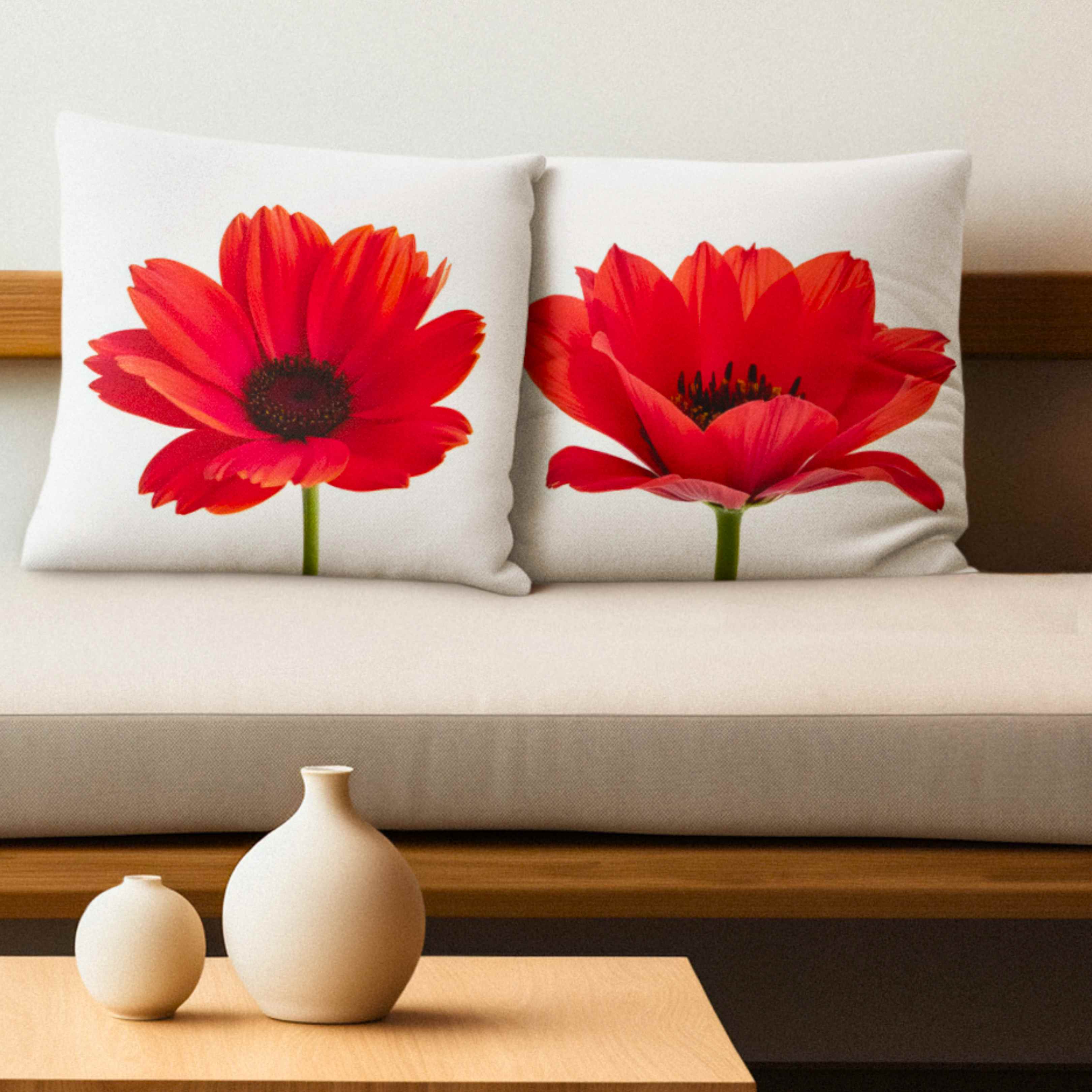 Red Poppy Vibrant Pillow, Simple, yet Elegant, Floral Home Decor, Cozy Throw Cushion, Gift for Her, Coworker. Add a touch of Romance to any room. product thumbnail image