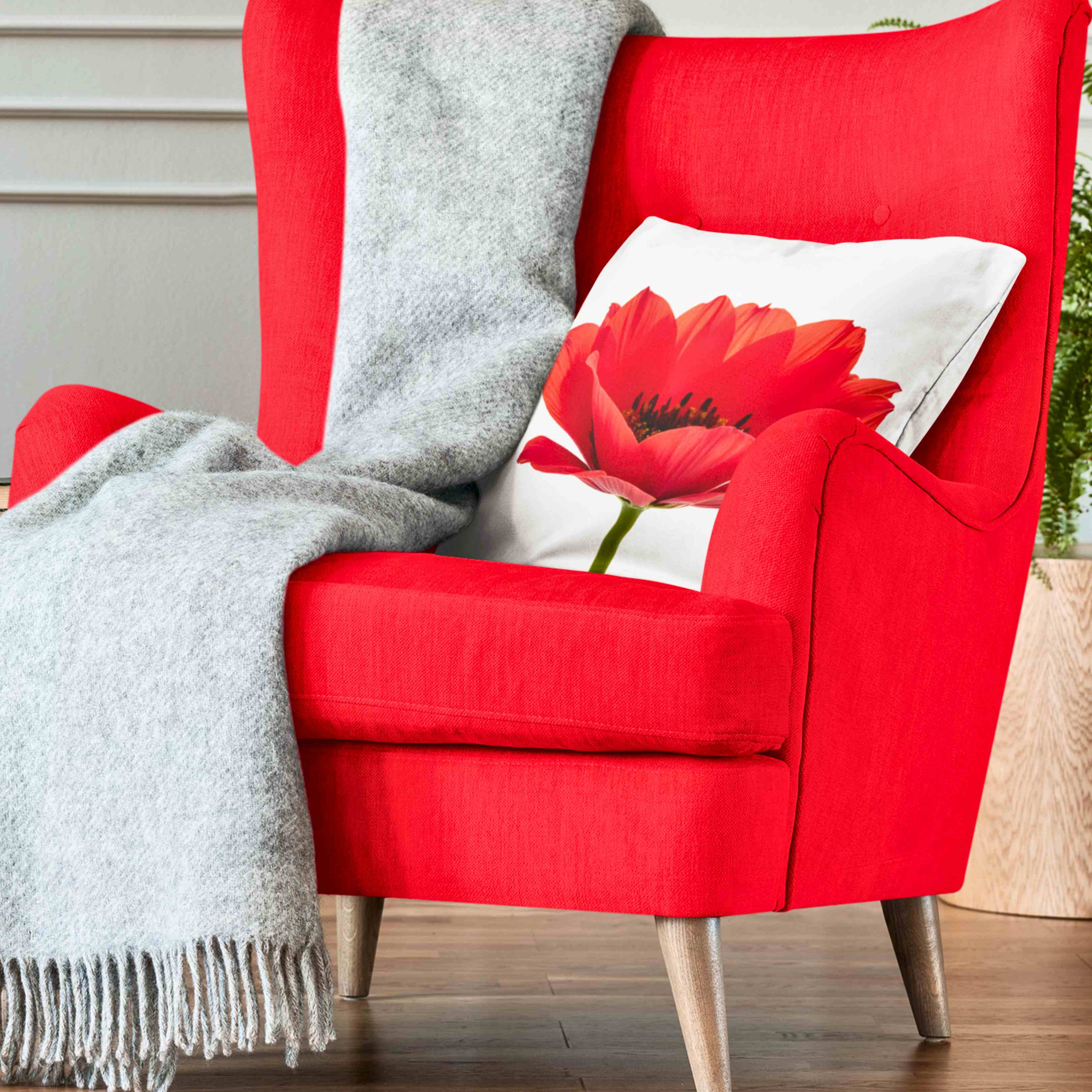 Red Poppy Vibrant Pillow, Simple, yet Elegant, Floral Home Decor, Cozy Throw Cushion, Gift for Her, Coworker. Add a touch of Romance to any room. product thumbnail image