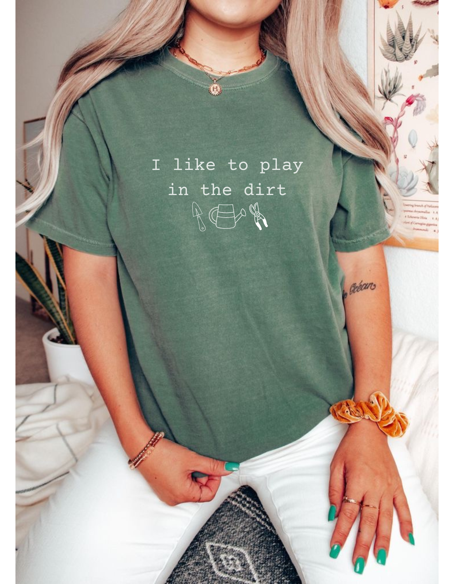 I like to play in the dirt gardening tee, Garment-Dyed T-Shirt for Casual Comfort, Perfect Gift for Birthdays, Summer Festivals, and Everyday Wear, Unisex Tee, Soft Cotton Top product thumbnail image I like to play in the dirt gardening tee, Garment-Dyed T-Shirt for Casual Comfort, Perfect Gift for Birthdays, Summer Festivals, and Everyday Wear, Unisex Tee, Soft Cotton Top product thumbnail image