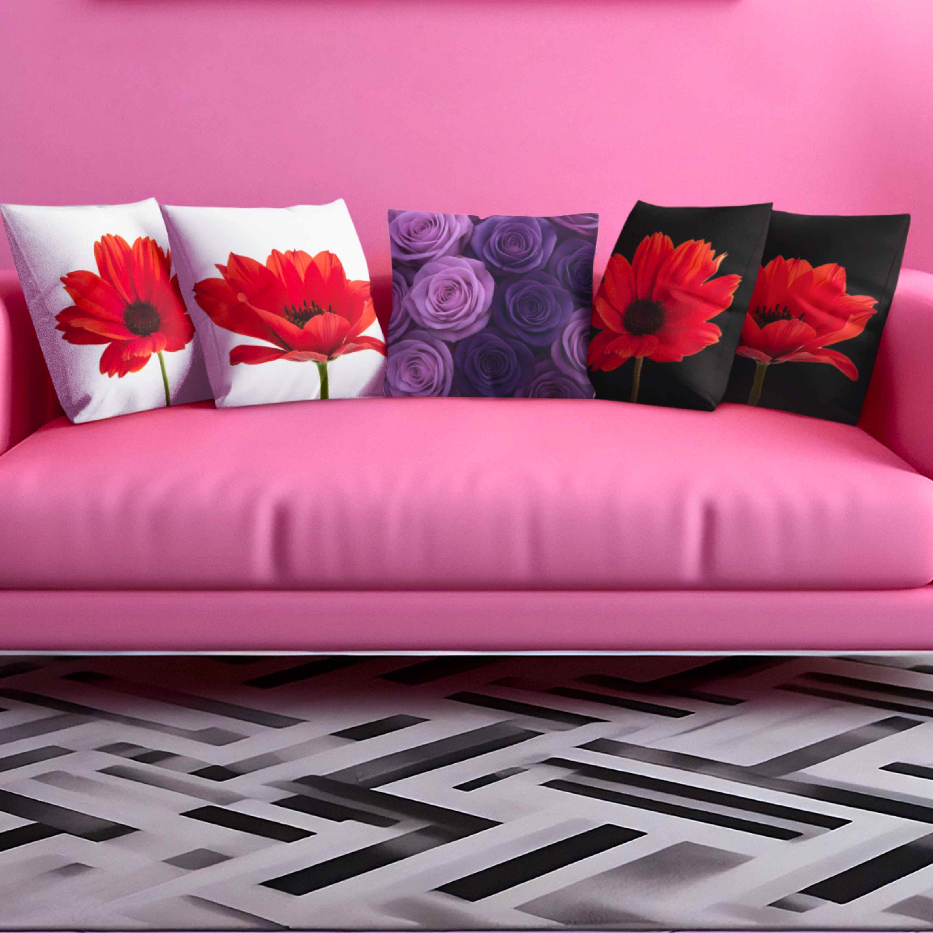 Blooming Poppy Floral Pillow, Decorative Cushion, Home Decor, Flower Print Pillow, Cozy Living Room Accessory, Romantic Toss Pillow, Gift for Her. product thumbnail image