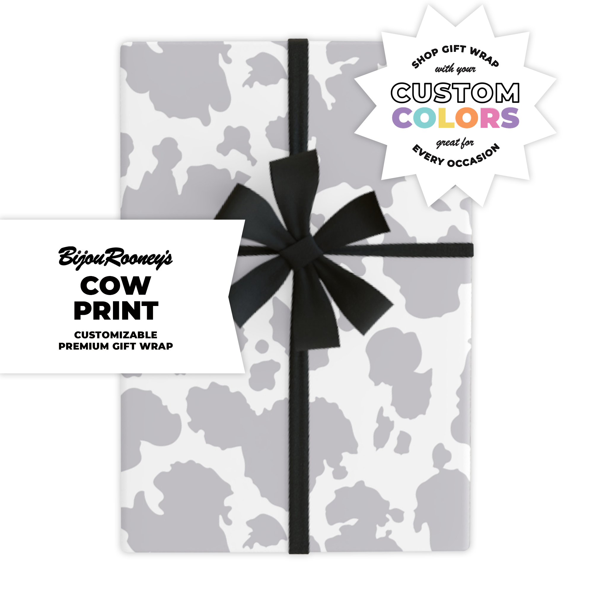 Cow Print Gift Wrap in Your Custom Color