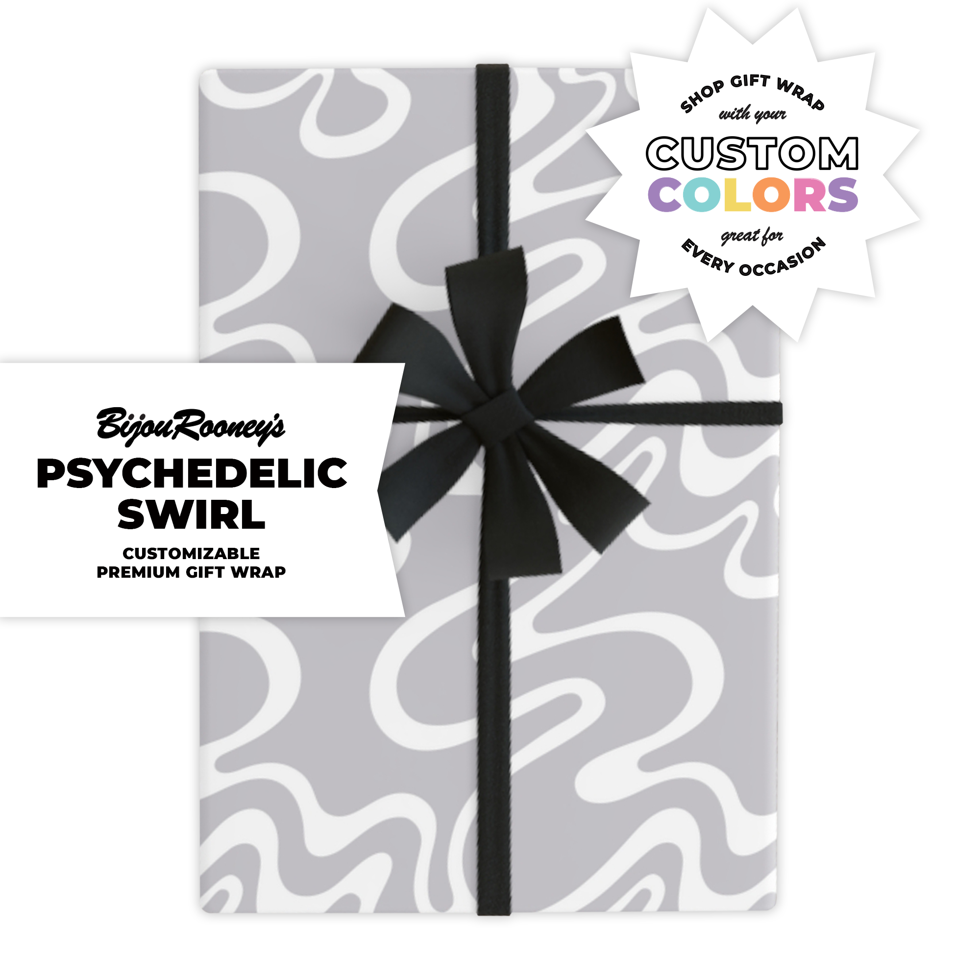 Psychedelic Swirl Gift Wrap in Your Custom Color product thumbnail image Psychedelic Swirl Gift Wrap in Your Custom Color product thumbnail image