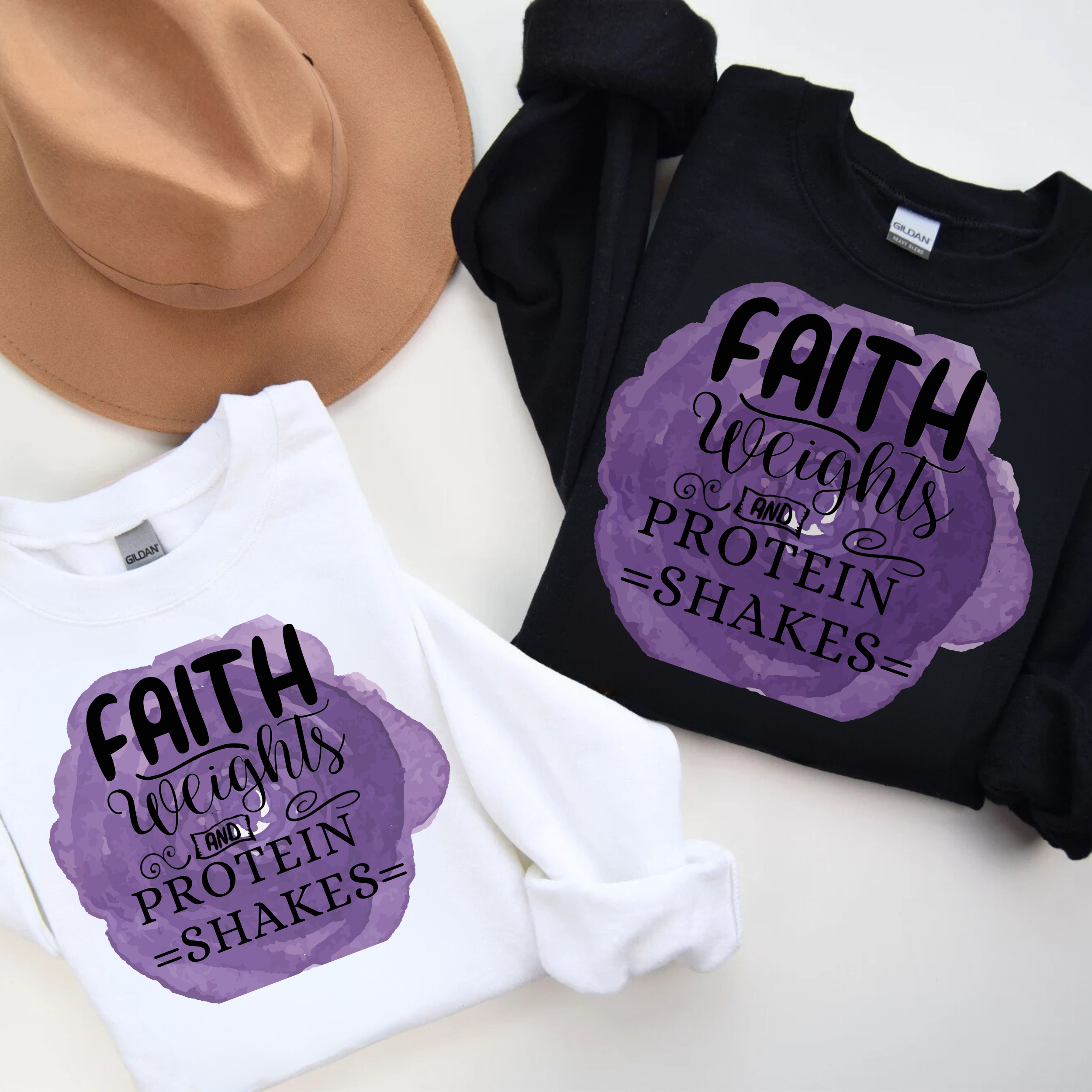 Faith Weights &amp; Protein Shakes Tee, Motivational Shirt
