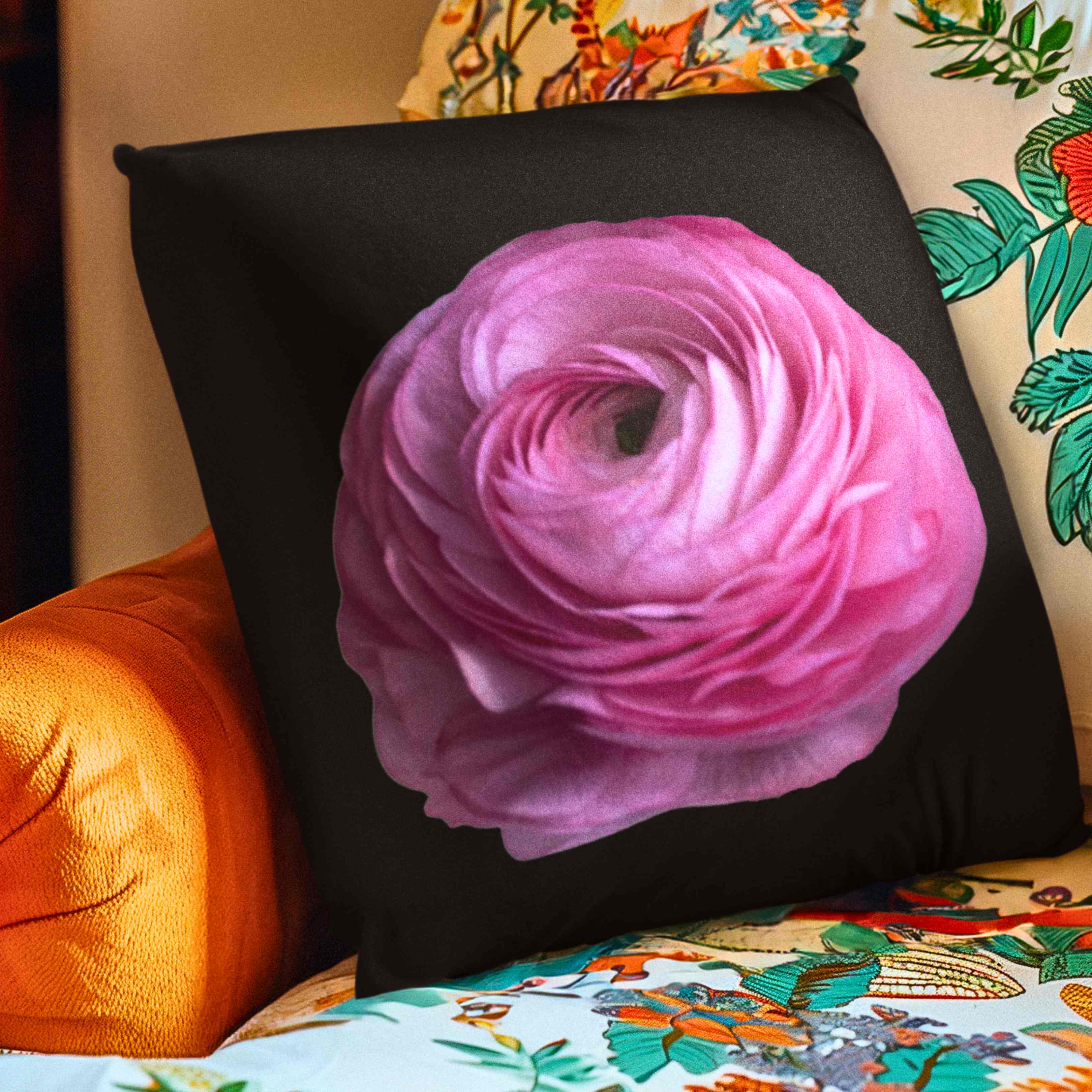 Elegant Amandine Ranunculus Square Pillow for Home Decor, Cozy Living Room Accessory, Gift for Mom, Spring Decor, Soft Cushion product thumbnail image