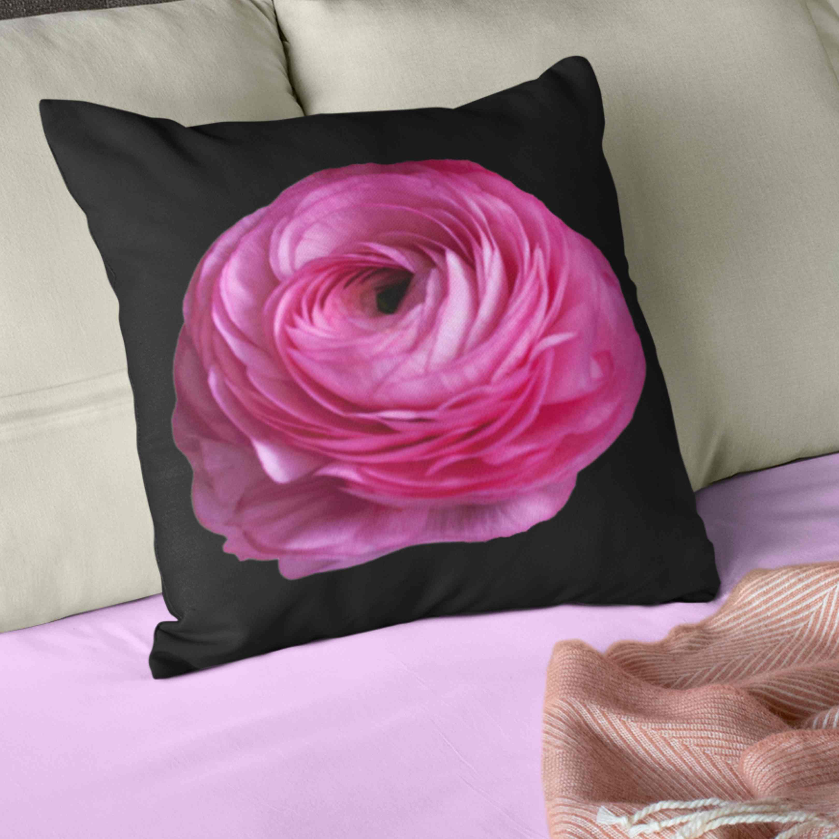 Elegant Amandine Ranunculus Square Pillow for Home Decor, Cozy Living Room Accessory, Gift for Mom, Spring Decor, Soft Cushion product thumbnail image