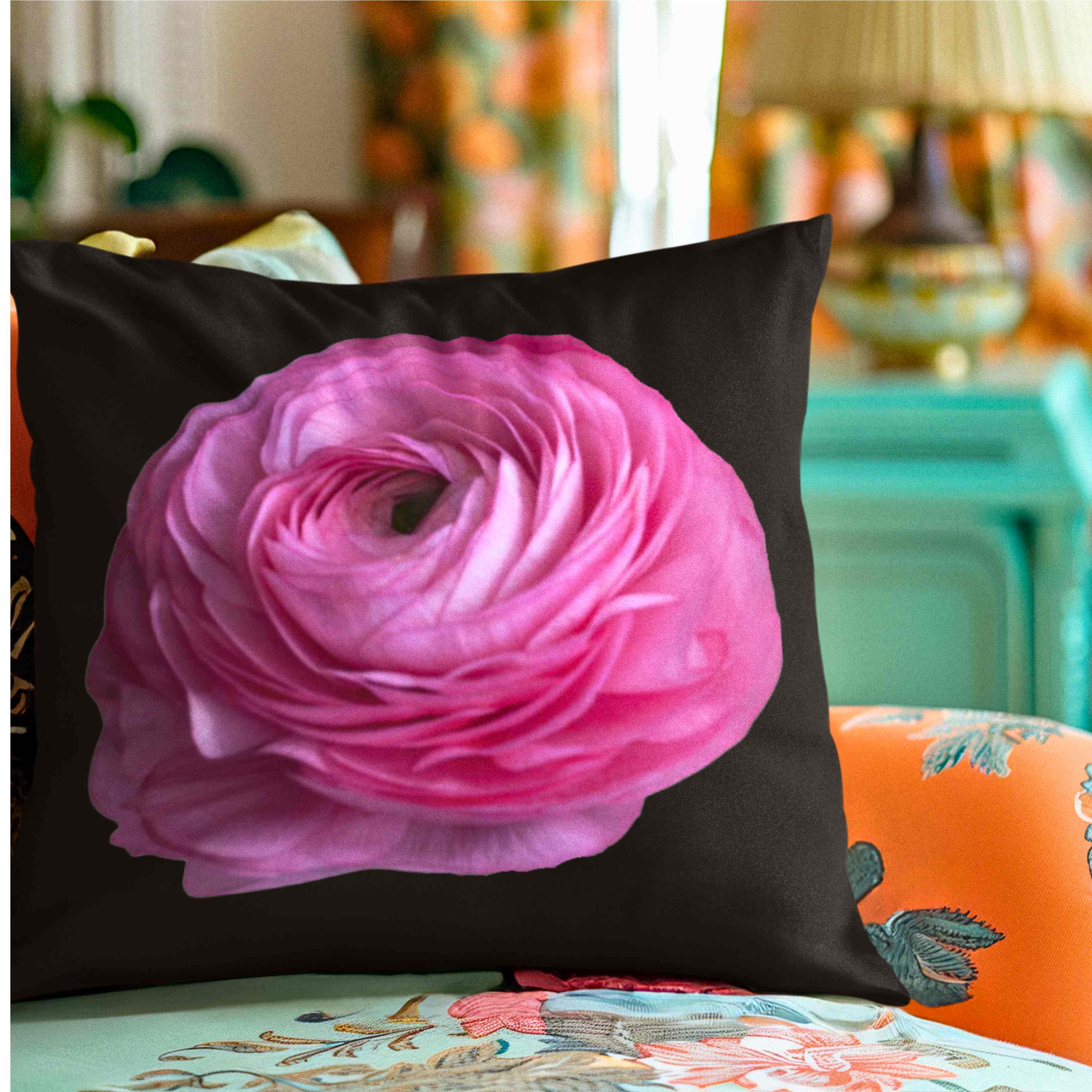 Elegant Amandine Ranunculus Square Pillow for Home Decor, Cozy Living Room Accessory, Gift for Mom, Spring Decor, Soft Cushion product thumbnail image