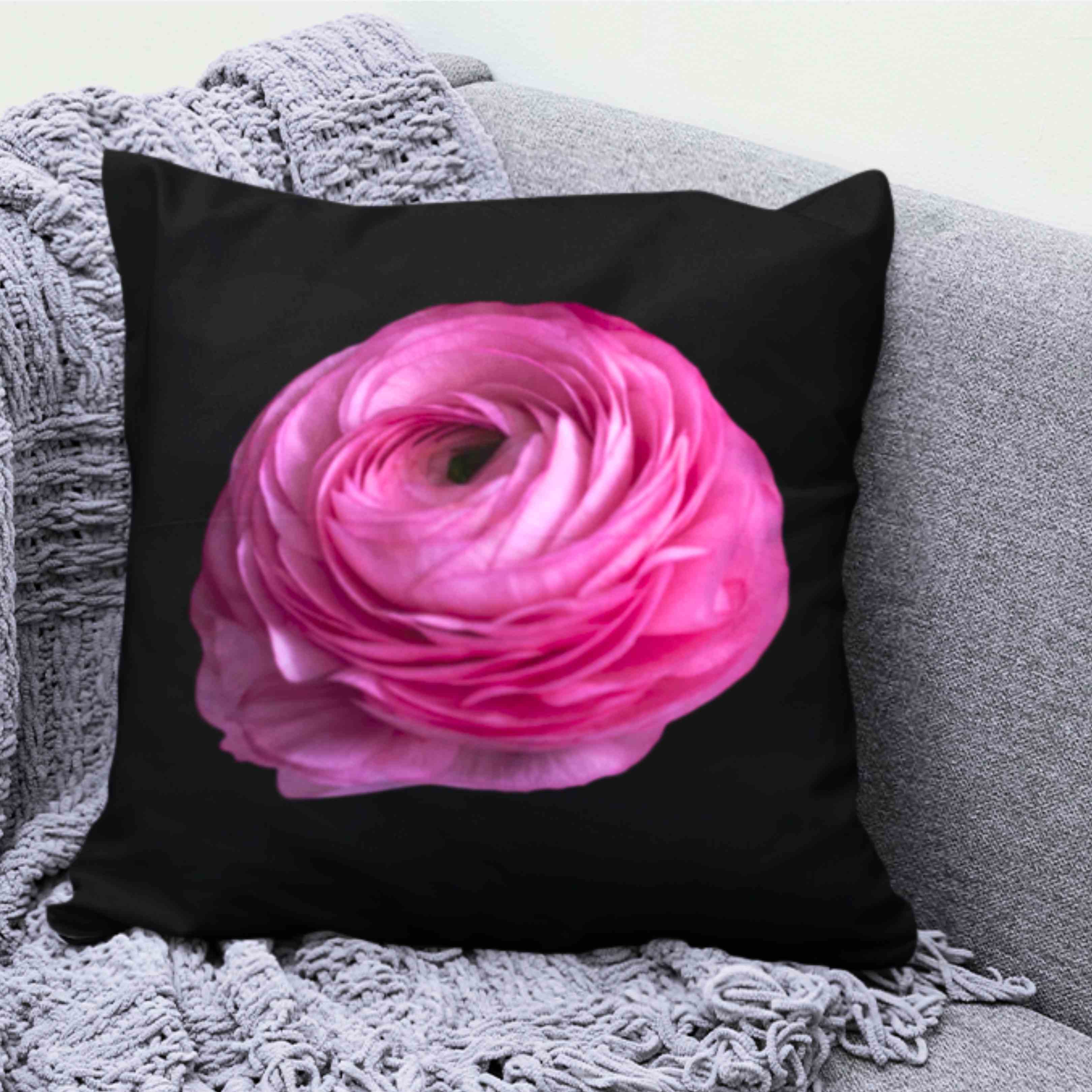 Elegant Amandine Ranunculus Square Pillow for Home Decor, Cozy Living Room Accessory, Gift for Mom, Spring Decor, Soft Cushion