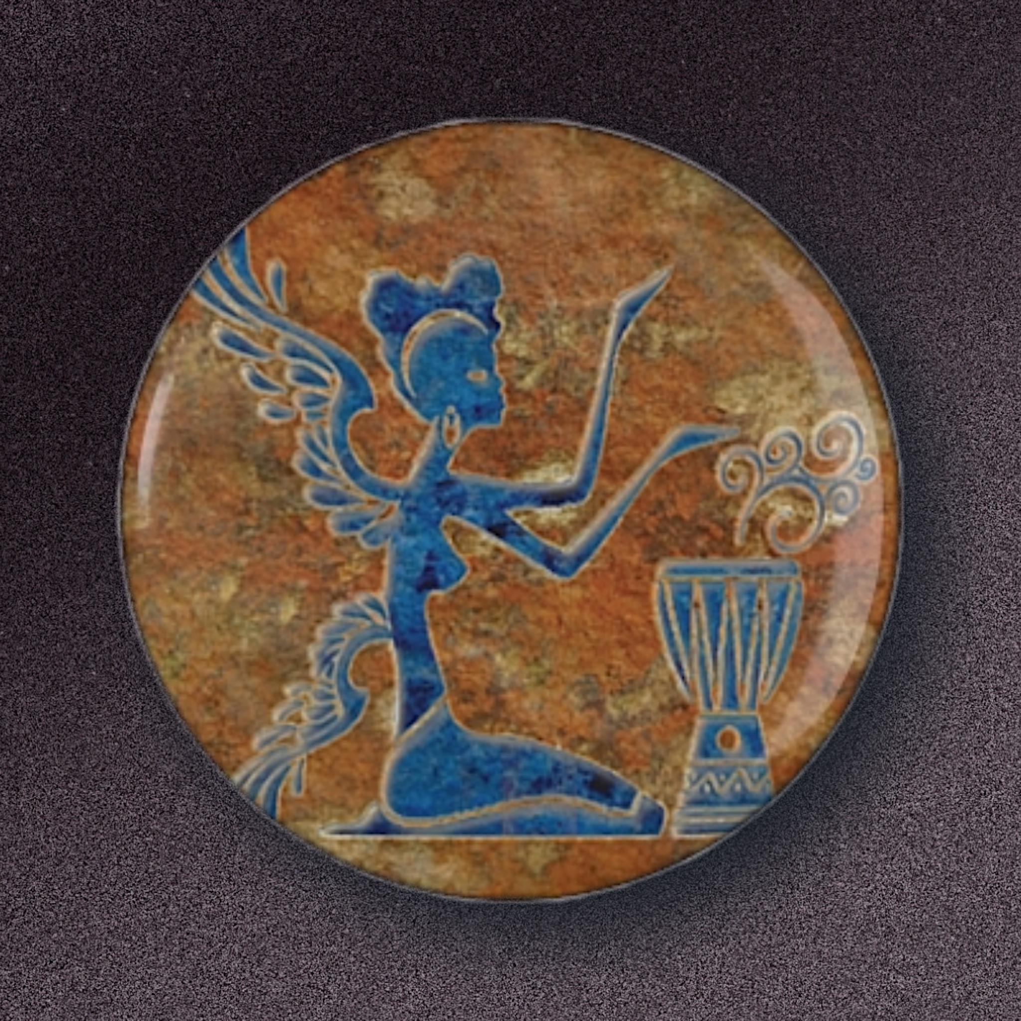 Button Magnet, Fridge Magnet, 'Mystical Drum Goddess', Unique Home Decor, Drum Art, Gifts for Music Lovers, Bohemian Style, Kitchen Accessories product thumbnail image