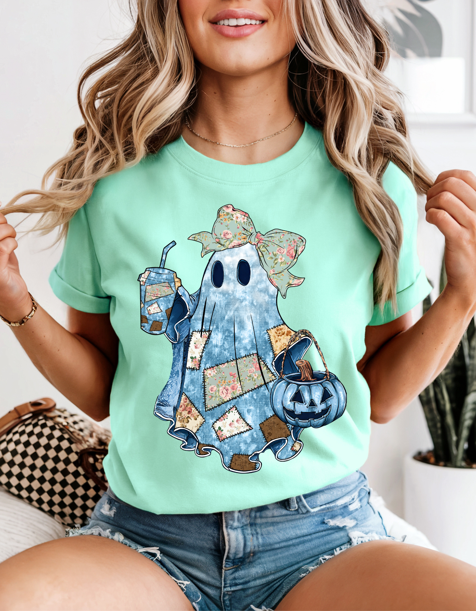 Whimsical Ghost T-shirt for Halloween, Soft Cotton Tee, Casual Halloween Shirt, Everyday Wear, Unique Gifts for Spooky Season