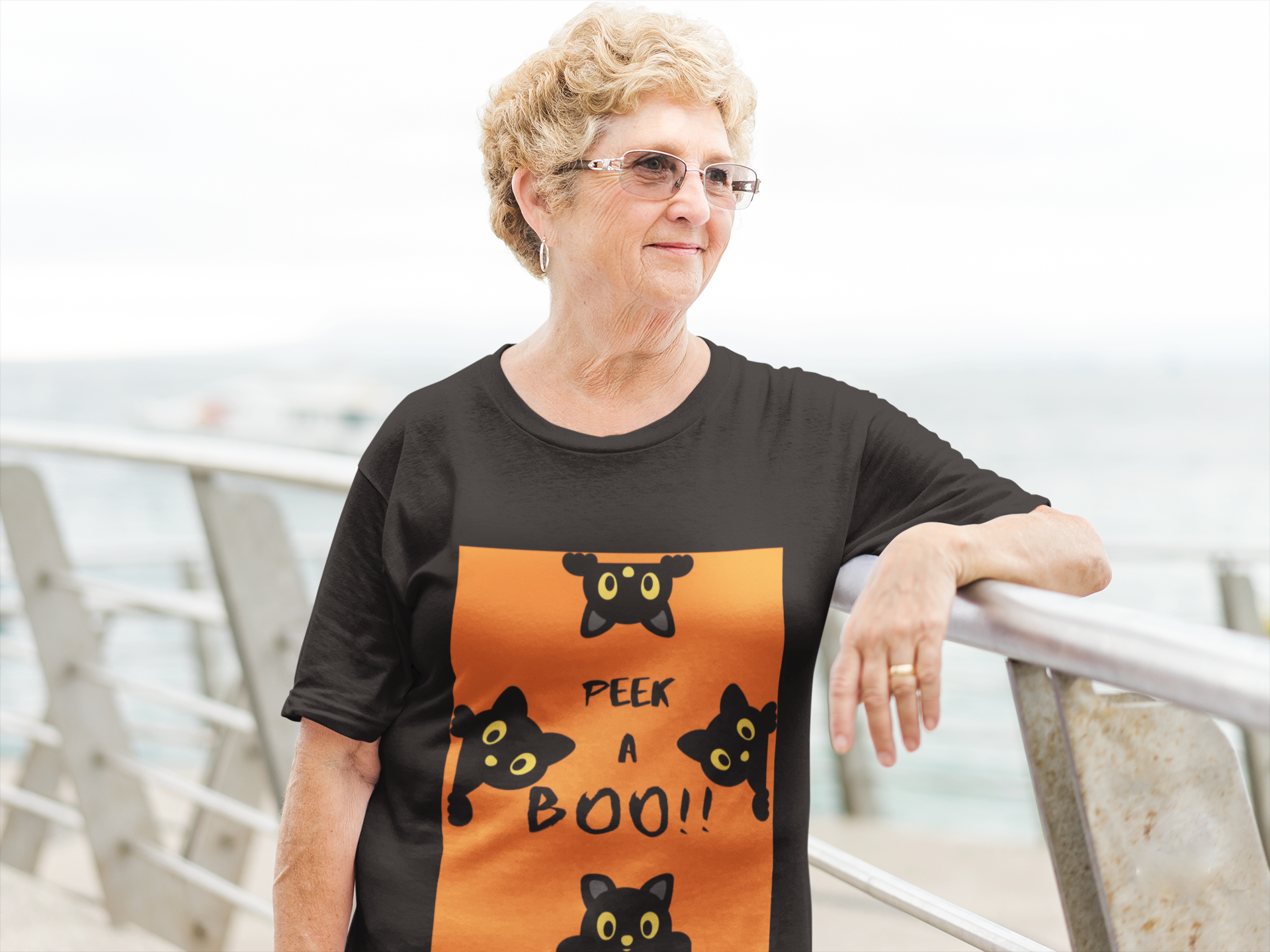 "PEEK A BOO" Cute Halloween Short Sleeve Tee product thumbnail image
