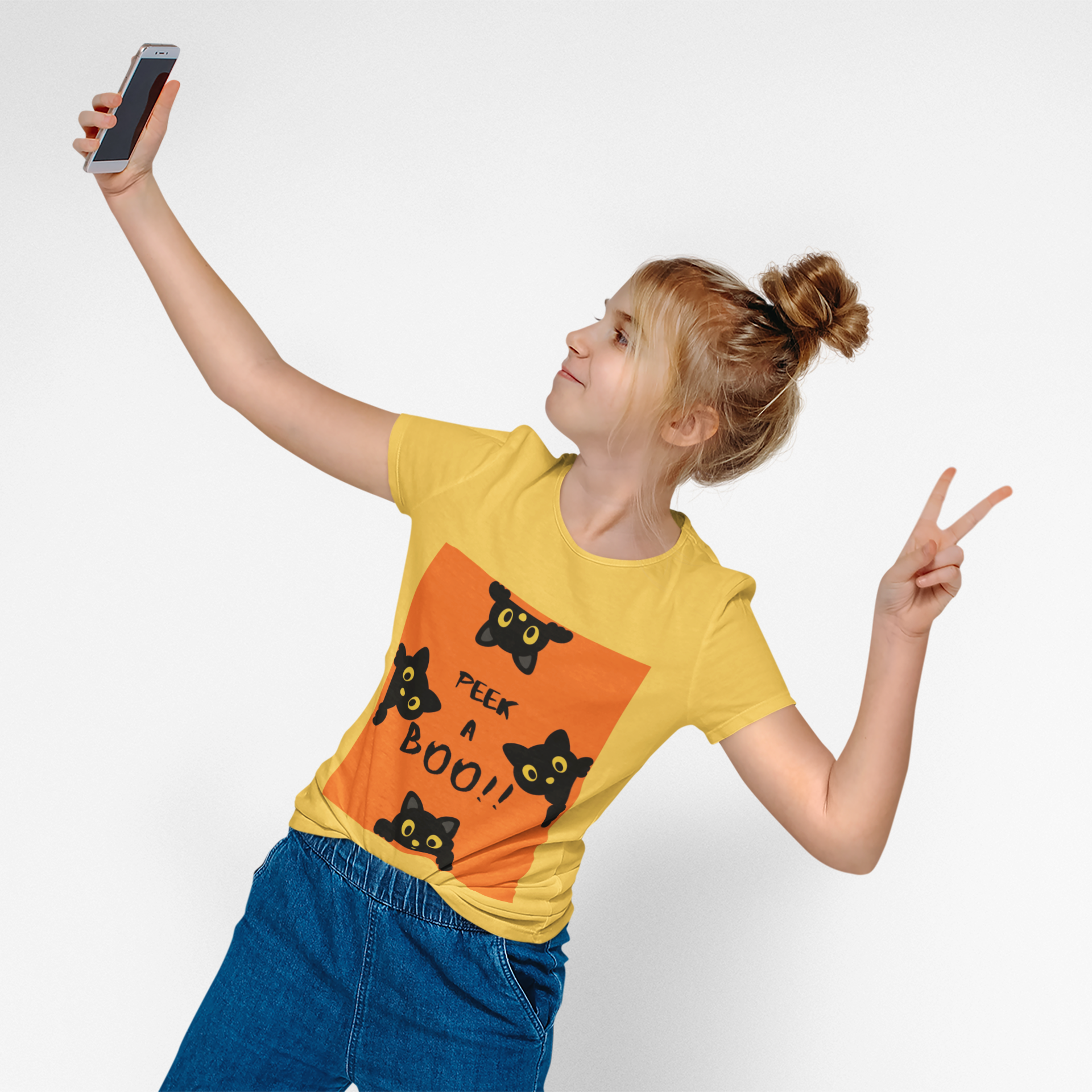 "PEEK A BOO" Cute Halloween Short Sleeve Tee product thumbnail image "PEEK A BOO" Cute Halloween Short Sleeve Tee product thumbnail image