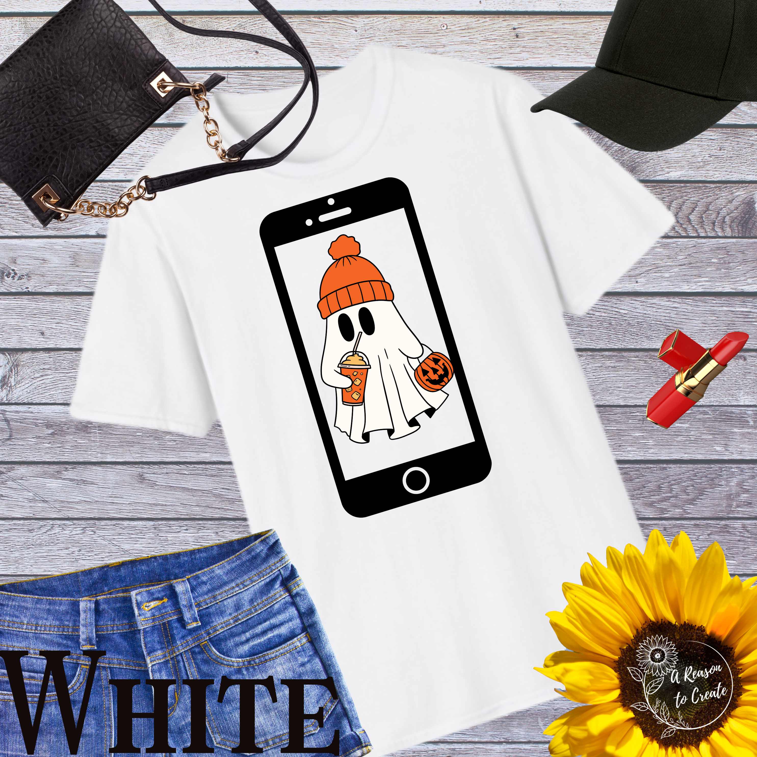 Halloween Ghost Phone T-Shirt, Unisex Tee, Cute Halloween Shirt, Fall Apparel, Spooky Fun Wear, Ghost Lover Gift