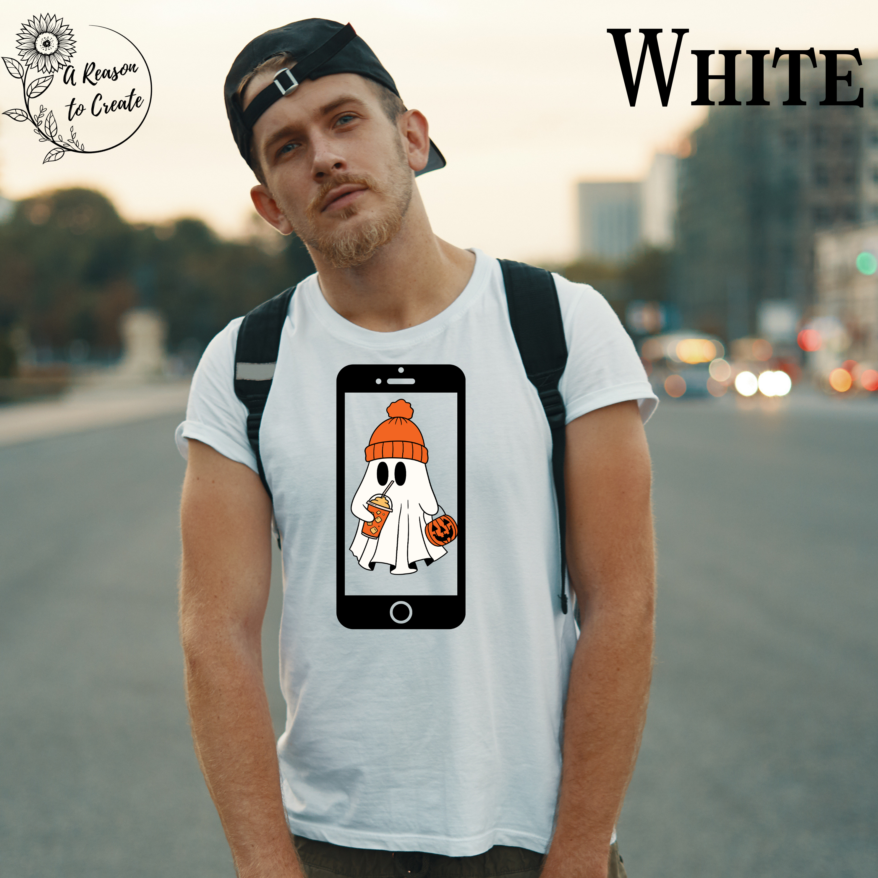 Halloween Ghost Phone T-Shirt, Unisex Tee, Cute Halloween Shirt, Fall Apparel, Spooky Fun Wear, Ghost Lover Gift product thumbnail image