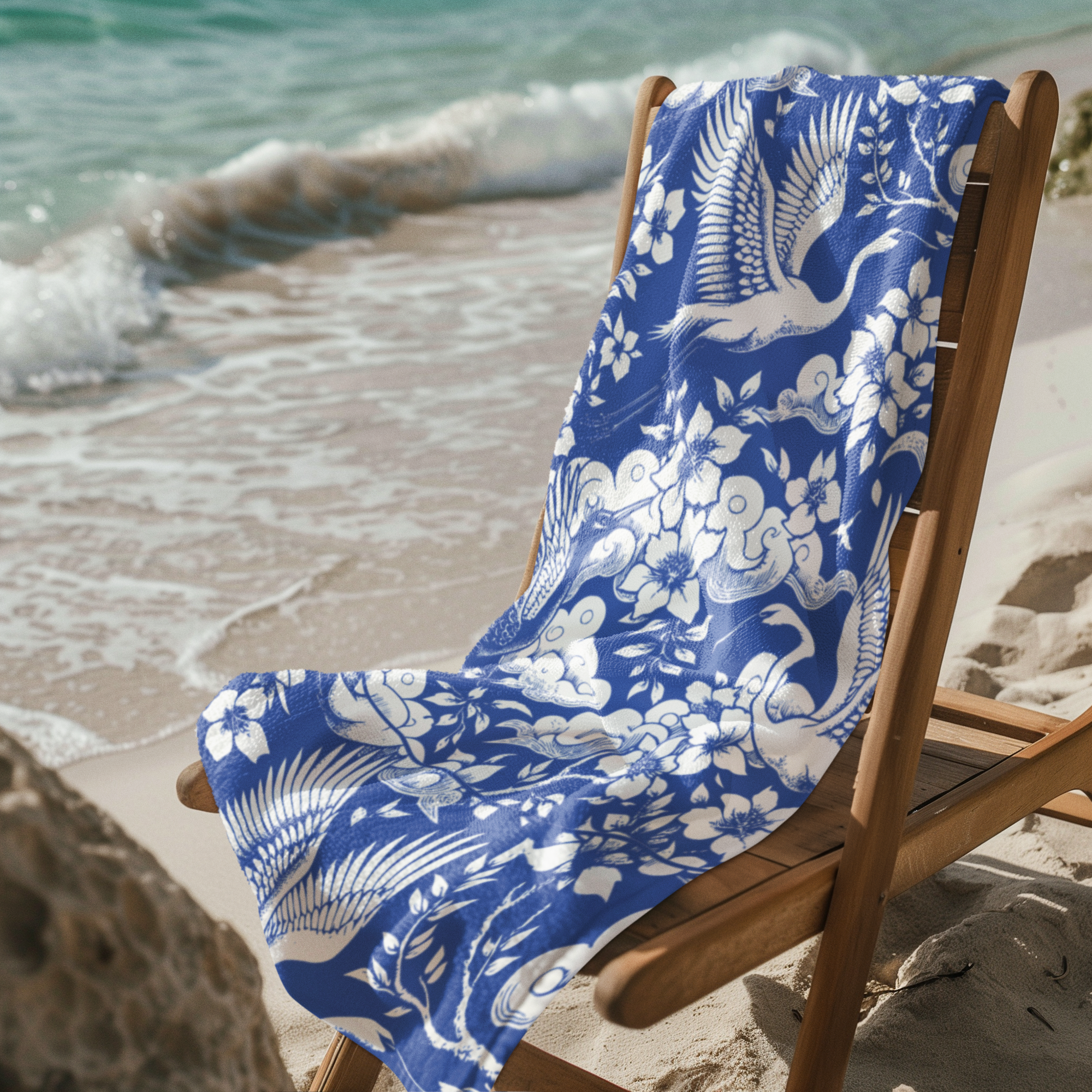 Elegant Crane-Pattern Mink-Cotton Towel, Beautiful Spa Gift, Beach Accessory, Bathroom Decor, Elegant Beach Towel, Home Gift