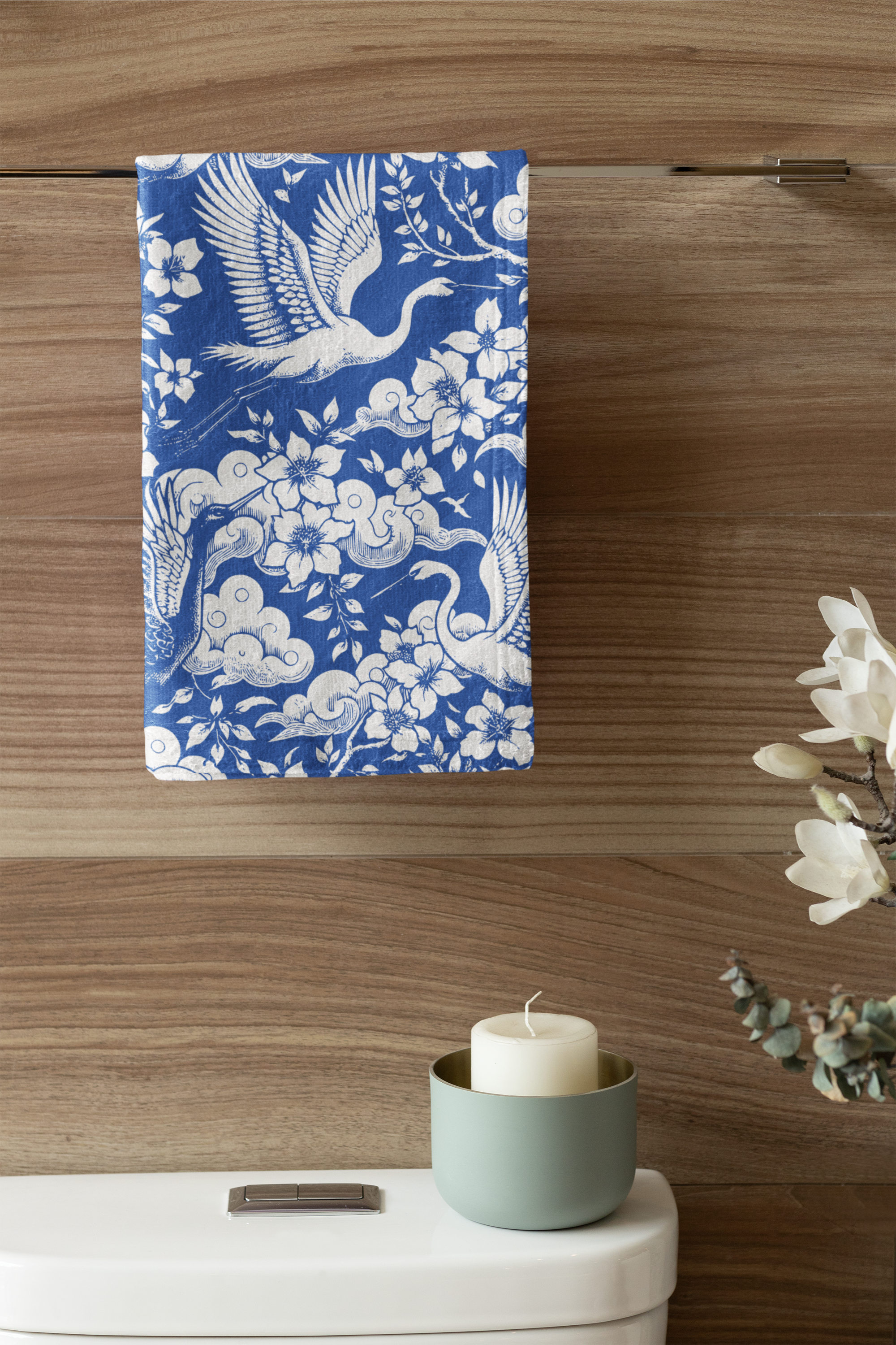 Elegant Crane-Pattern Mink-Cotton Towel, Beautiful Spa Gift, Beach Accessory, Bathroom Decor, Elegant Beach Towel, Home Gift product thumbnail image