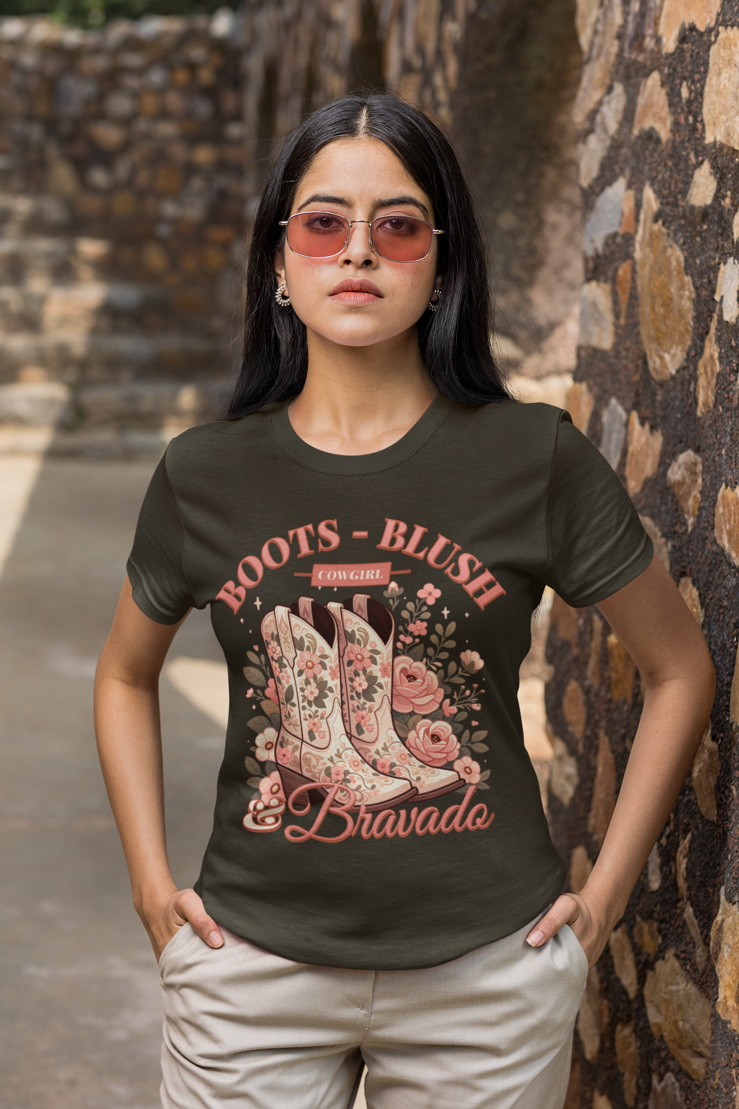 Women's Tee - Western Floral Country Style Shirt for Boot Lover Gift product thumbnail image Women's Tee - Western Floral Country Style Shirt for Boot Lover Gift product thumbnail image