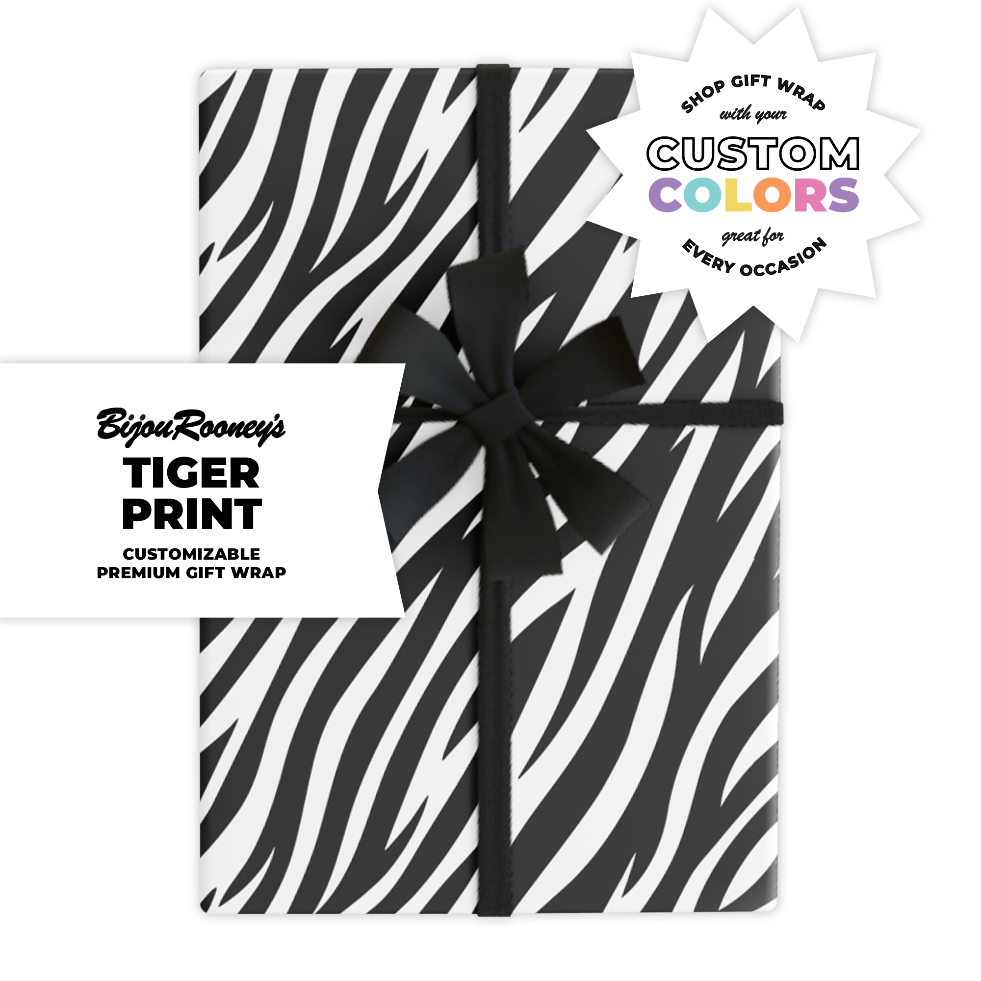 Tiger Print Gift Wrap in Your Custom Color Tiger Print Gift Wrap in Your Custom Color