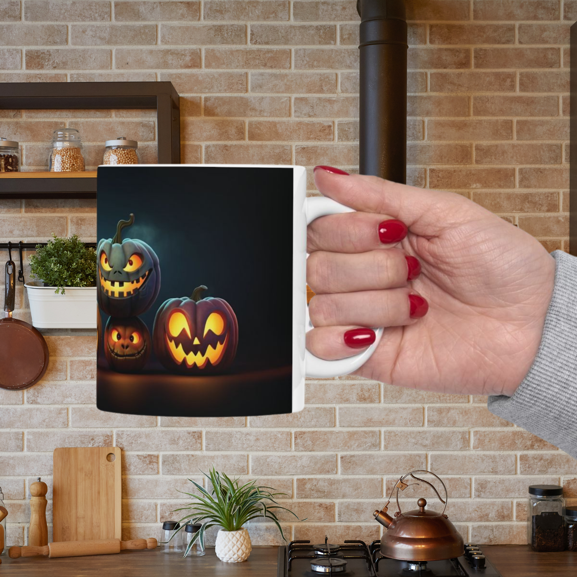 Halloween Witchs Brew Coffee Mug White Ceramic Spooky Pumpkin And Cauldron Design 11oz And 15oz Sizes Halloween Gift for Coffee Lovers product thumbnail image