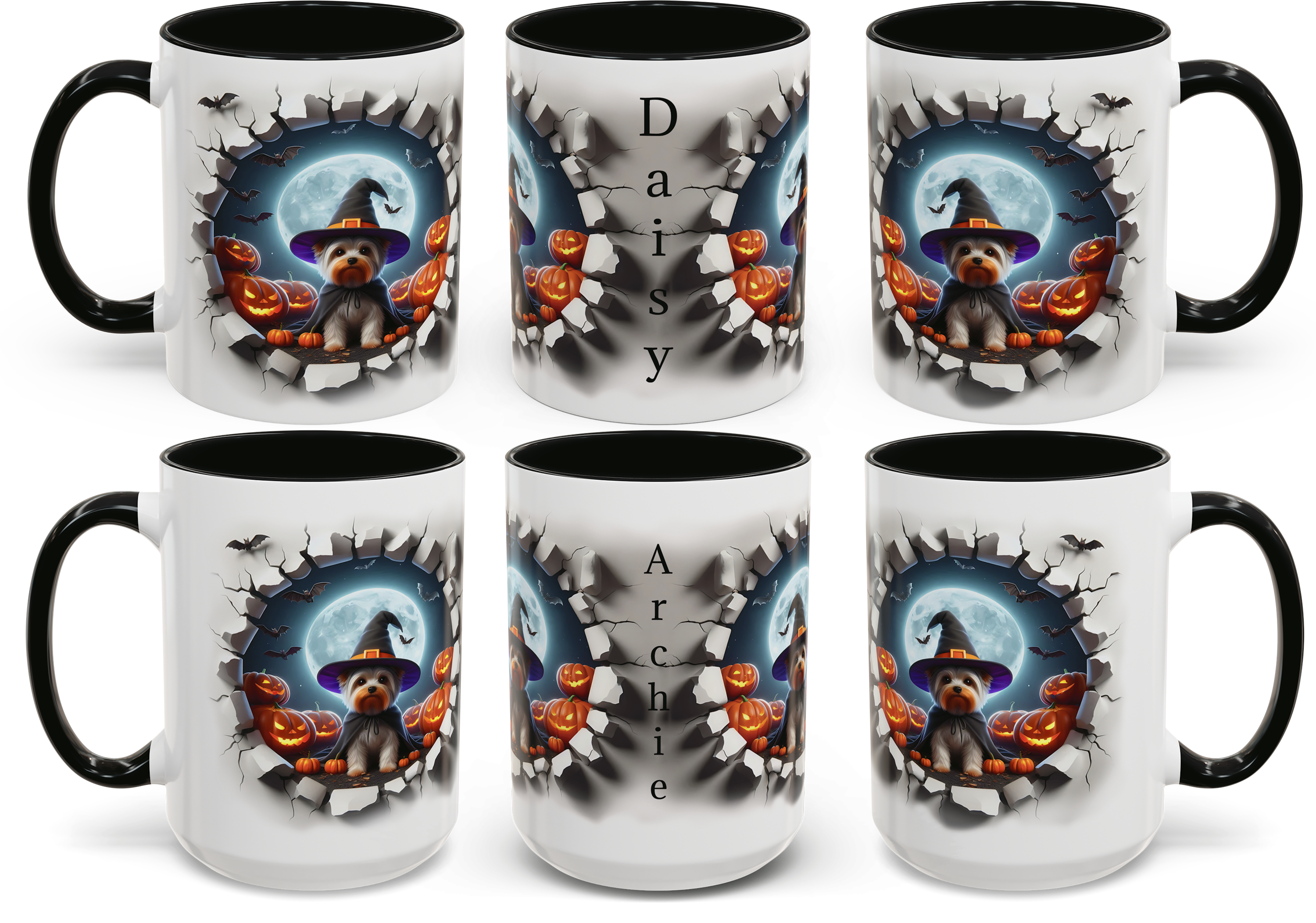 Halloween Yorkie Coffee Mug, Spooky Mug, Dog Mug, Pumpkin Mug, Trick or Treat Mug