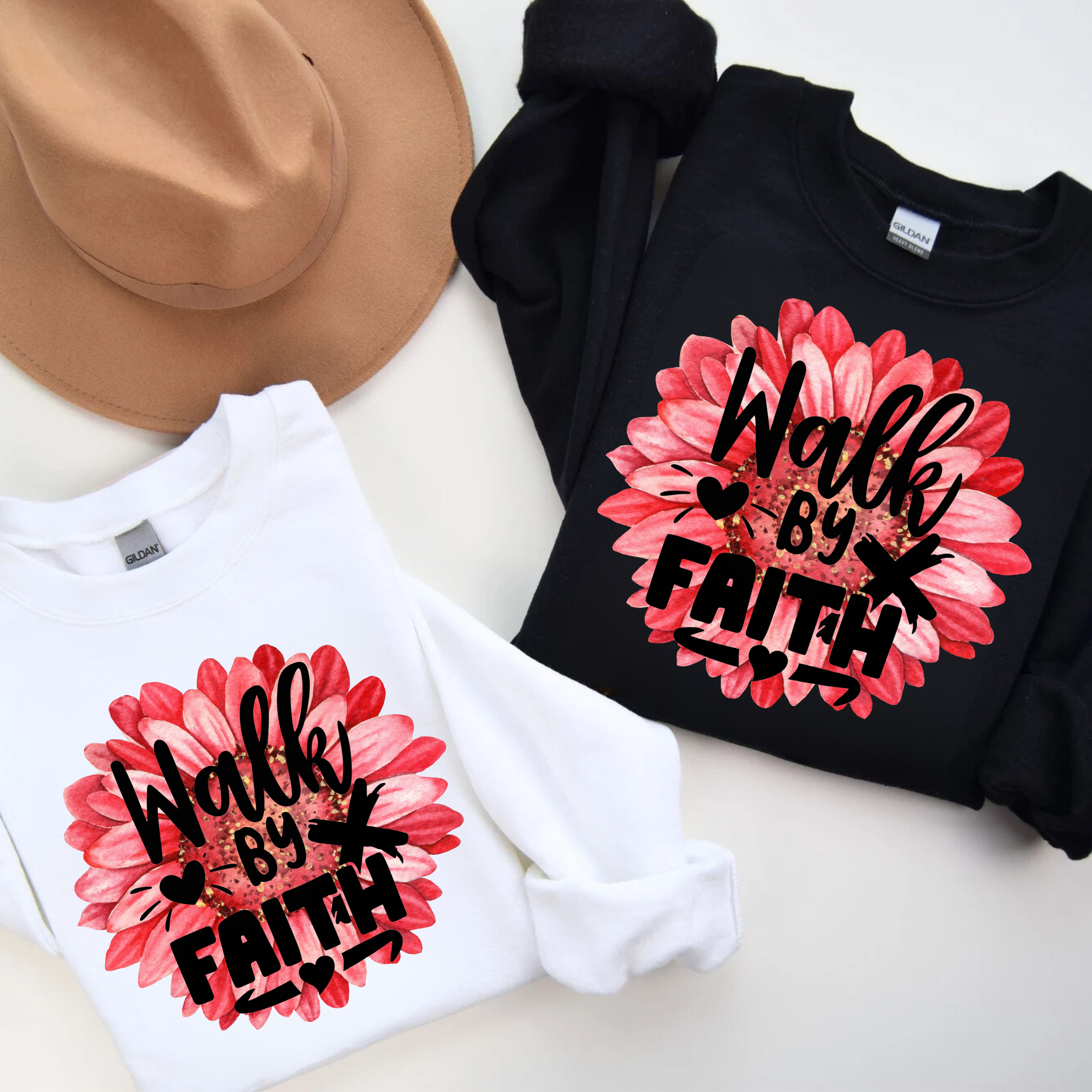 Walk by Faith-Inspired Floral Tee, product thumbnail image Walk by Faith-Inspired Floral Tee, product thumbnail image