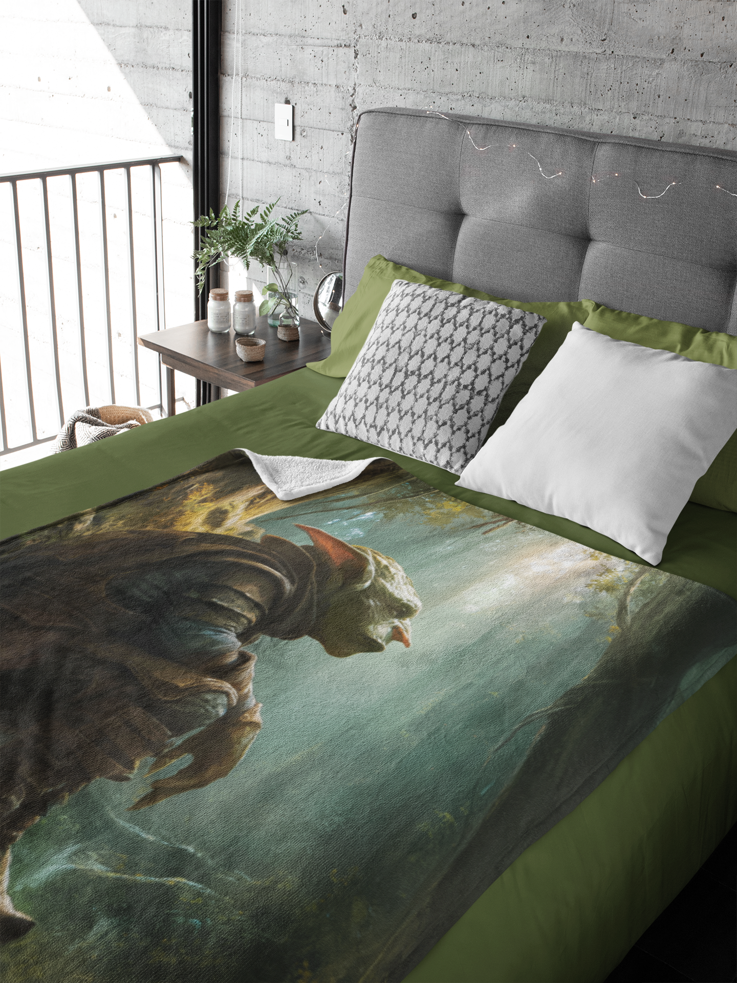 Goblin Waiting in Forest Fantasy Dnd Sherpa Fleece Blanket 60"x80"
