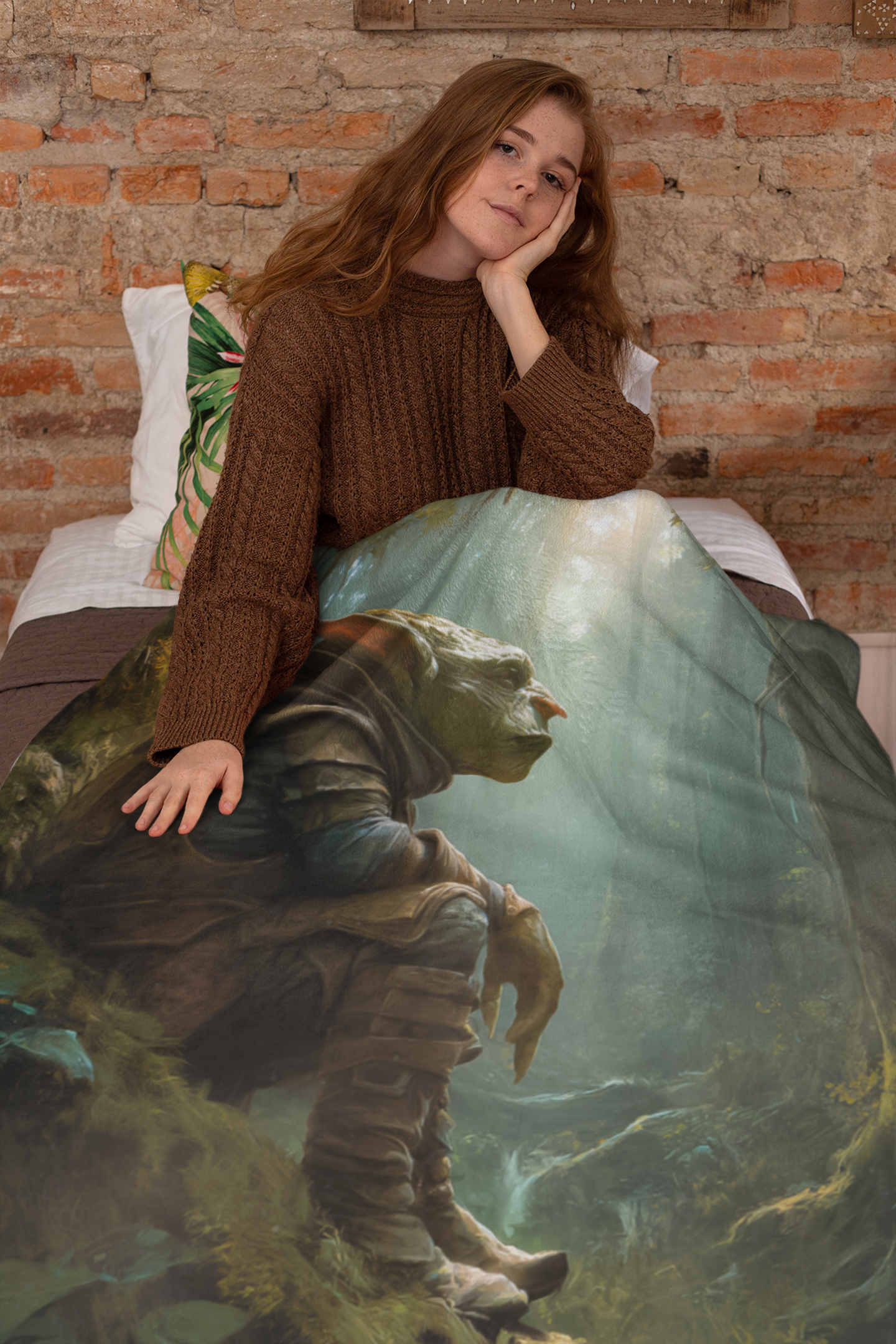 Goblin Waiting in Forest Fantasy Dnd Sherpa Fleece Blanket 60"x80" product thumbnail image Goblin Waiting in Forest Fantasy Dnd Sherpa Fleece Blanket 60"x80" product thumbnail image