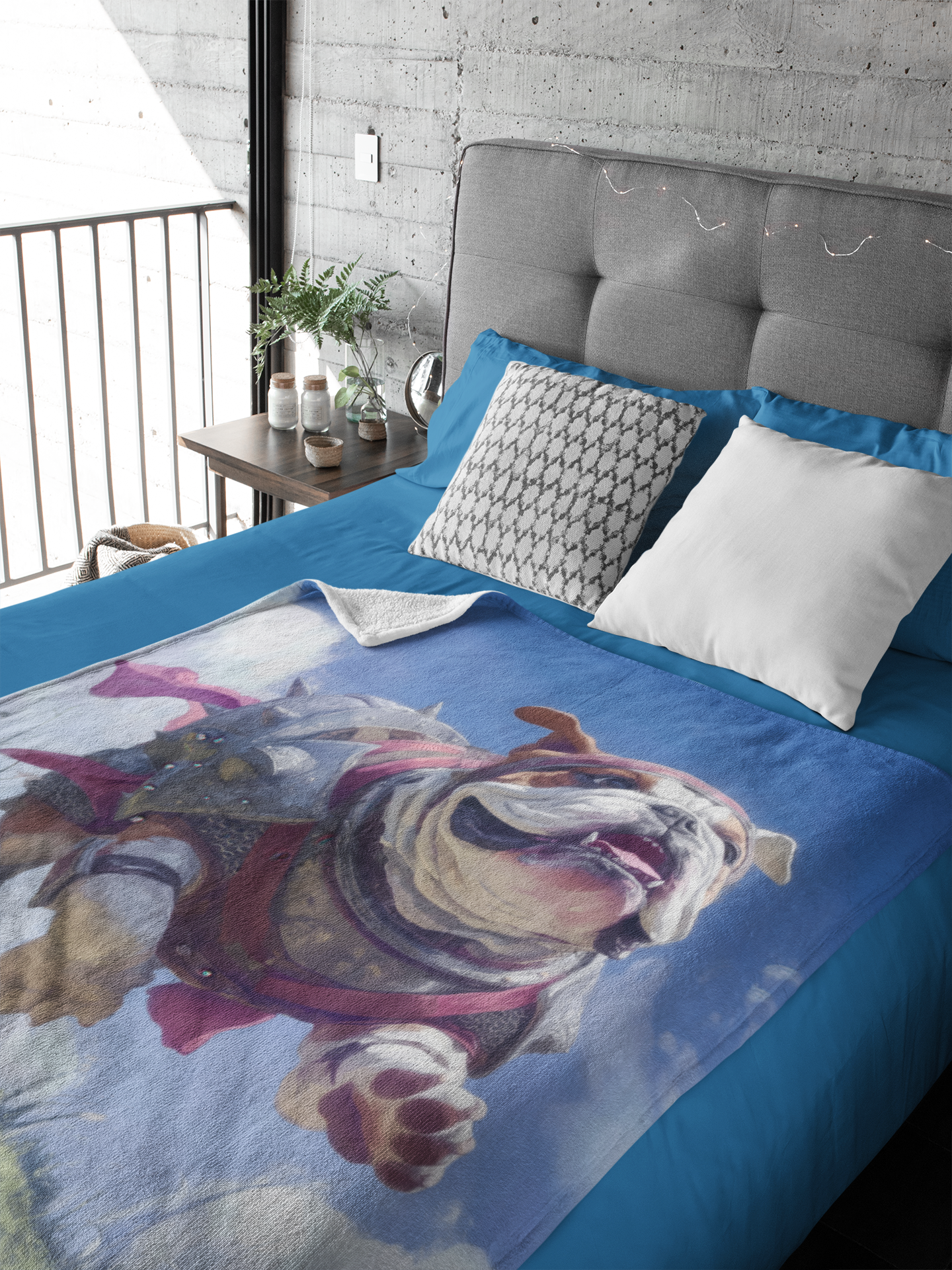 Armored Bulldog Fantasy Dnd Sherpa Fleece Blanket 60"x80"