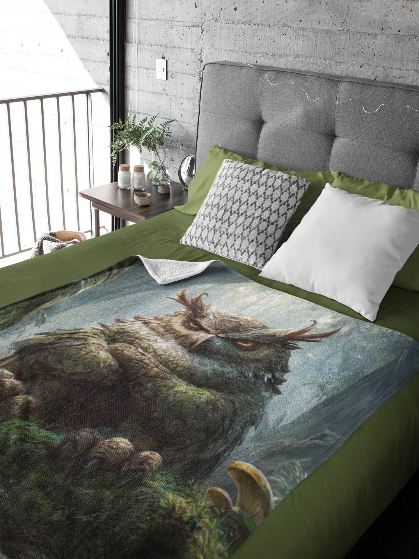 Grumpy Owl Monster Fantasy Dnd Sherpa Fleece Blanket 60"x80"