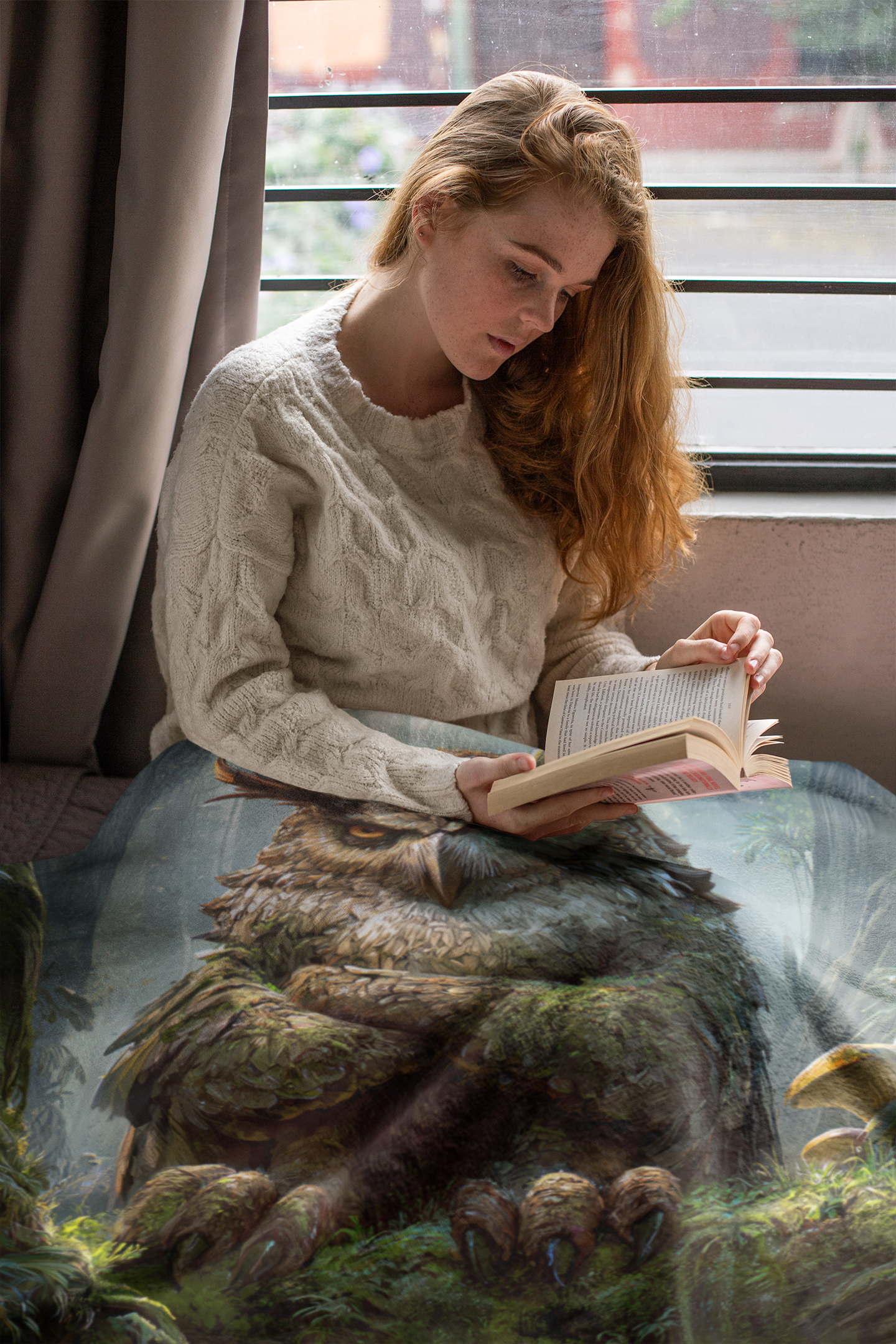 Grumpy Owl Monster Fantasy Dnd Sherpa Fleece Blanket 60"x80" product thumbnail image