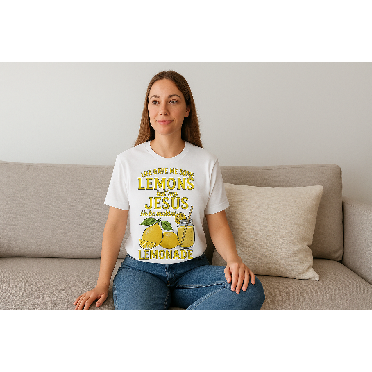 Life Gave Me Lemons But My Jesus Makes Lemonade T-Shirt – Christian Graphic Tee, Faith Shirt, Bible Verse Inspired Apparel for Women &amp; Men product thumbnail image