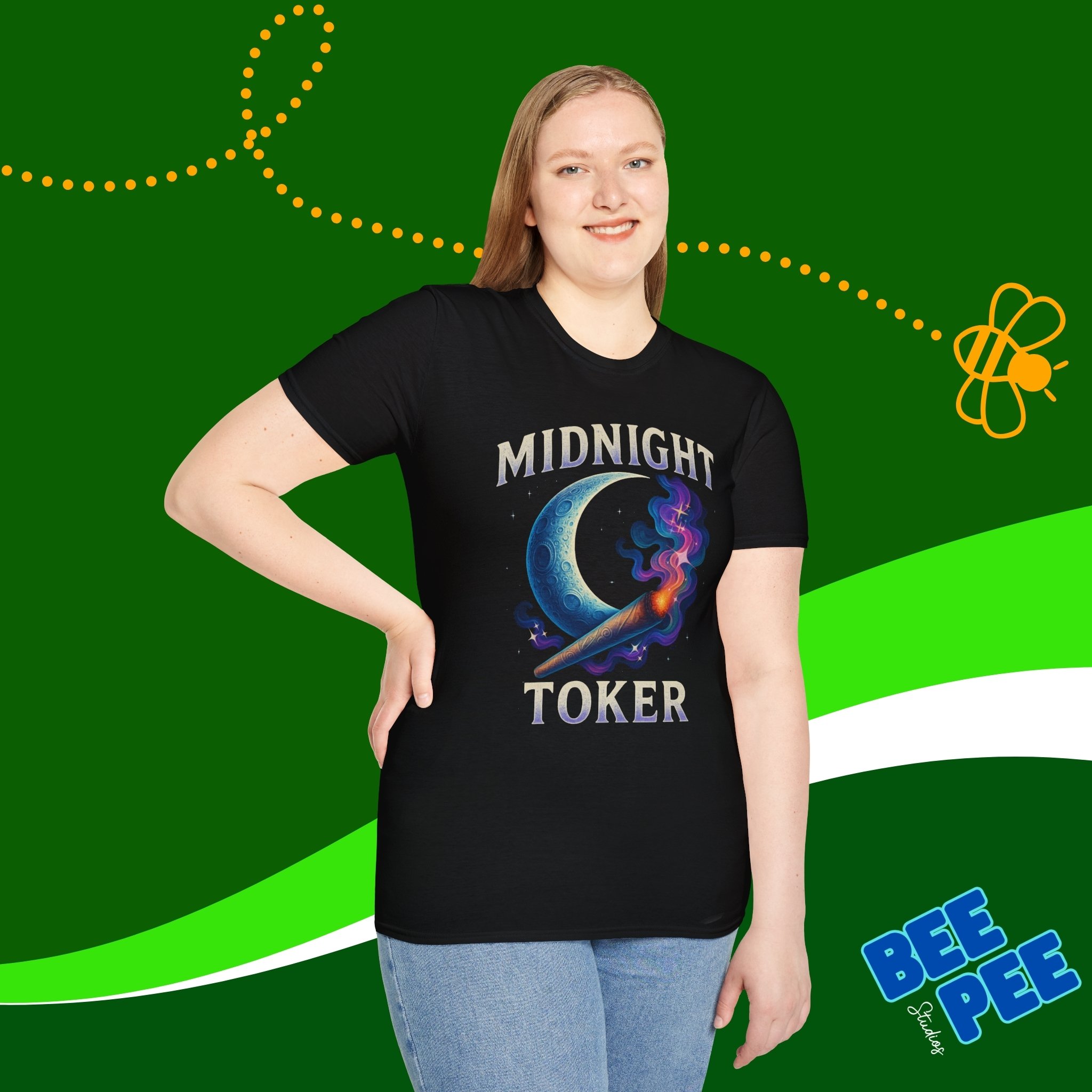 Graphic T-shirt, 'Midnight Toker' Moon and Blunt Design product thumbnail image Graphic T-shirt, 'Midnight Toker' Moon and Blunt Design product thumbnail image