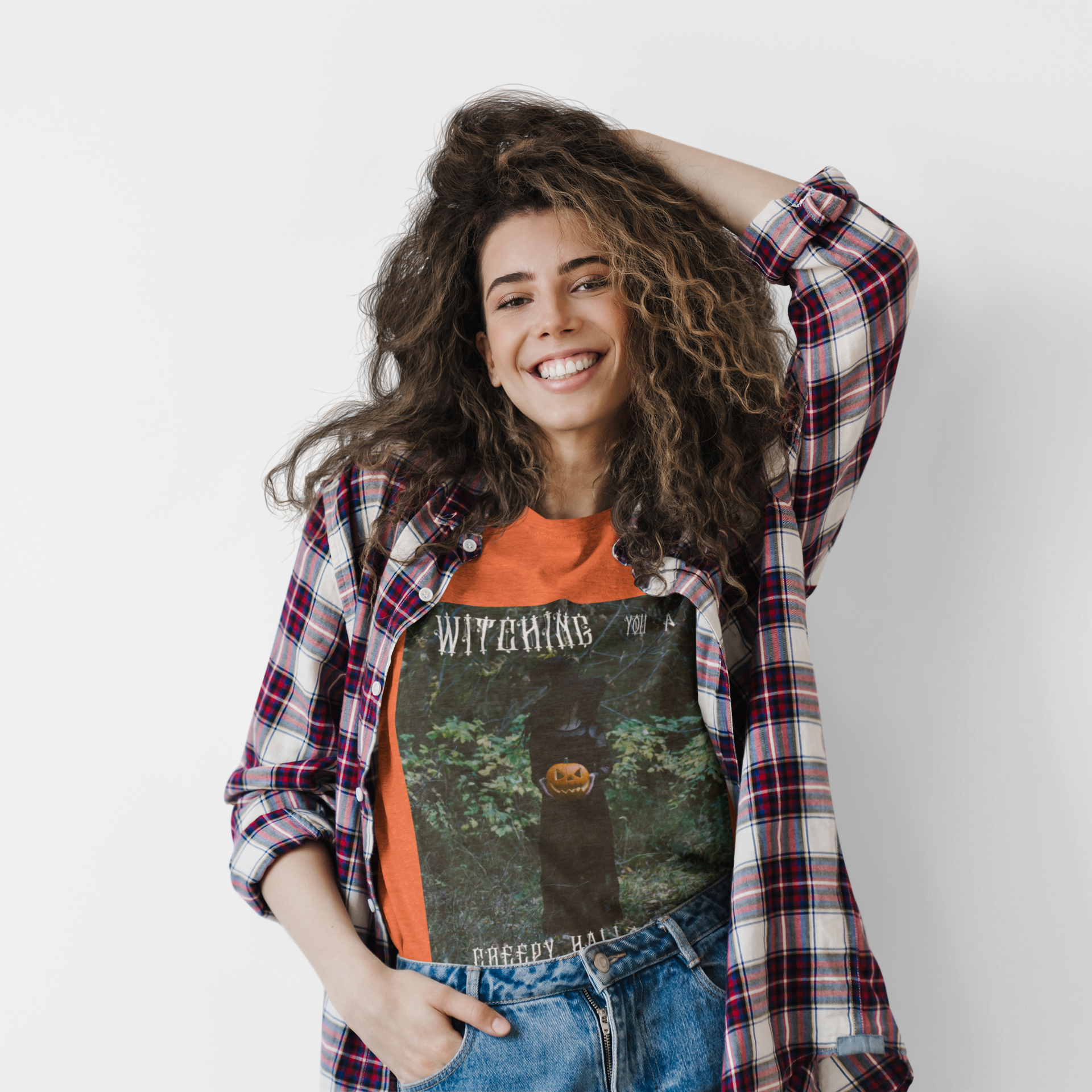 "WITCHING YOU A CREEPY HALLOWEEN"– Spooky Witch Unisex Short Sleeve T-Shirt product thumbnail image