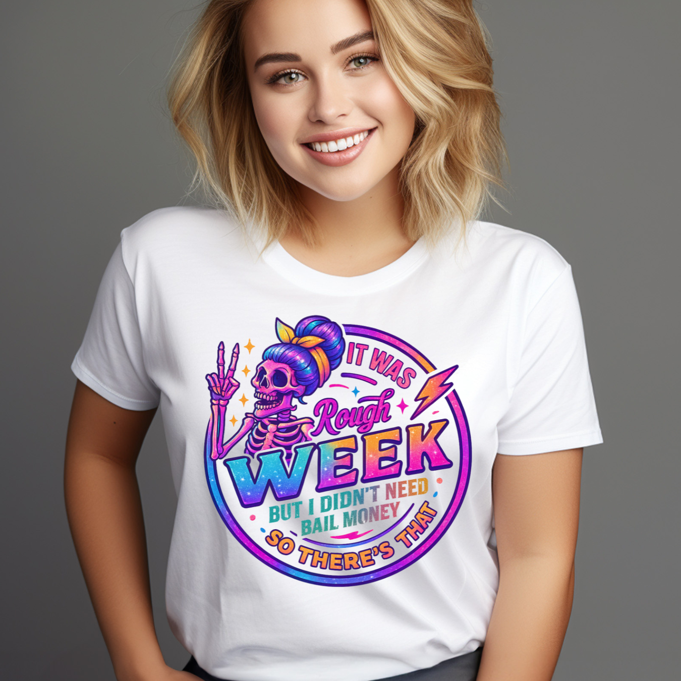 It Was a Rough Week But at Least I Didn't Need Bail Money T-Shirt - Funny Unisex Softstyle T-Shirt product thumbnail image