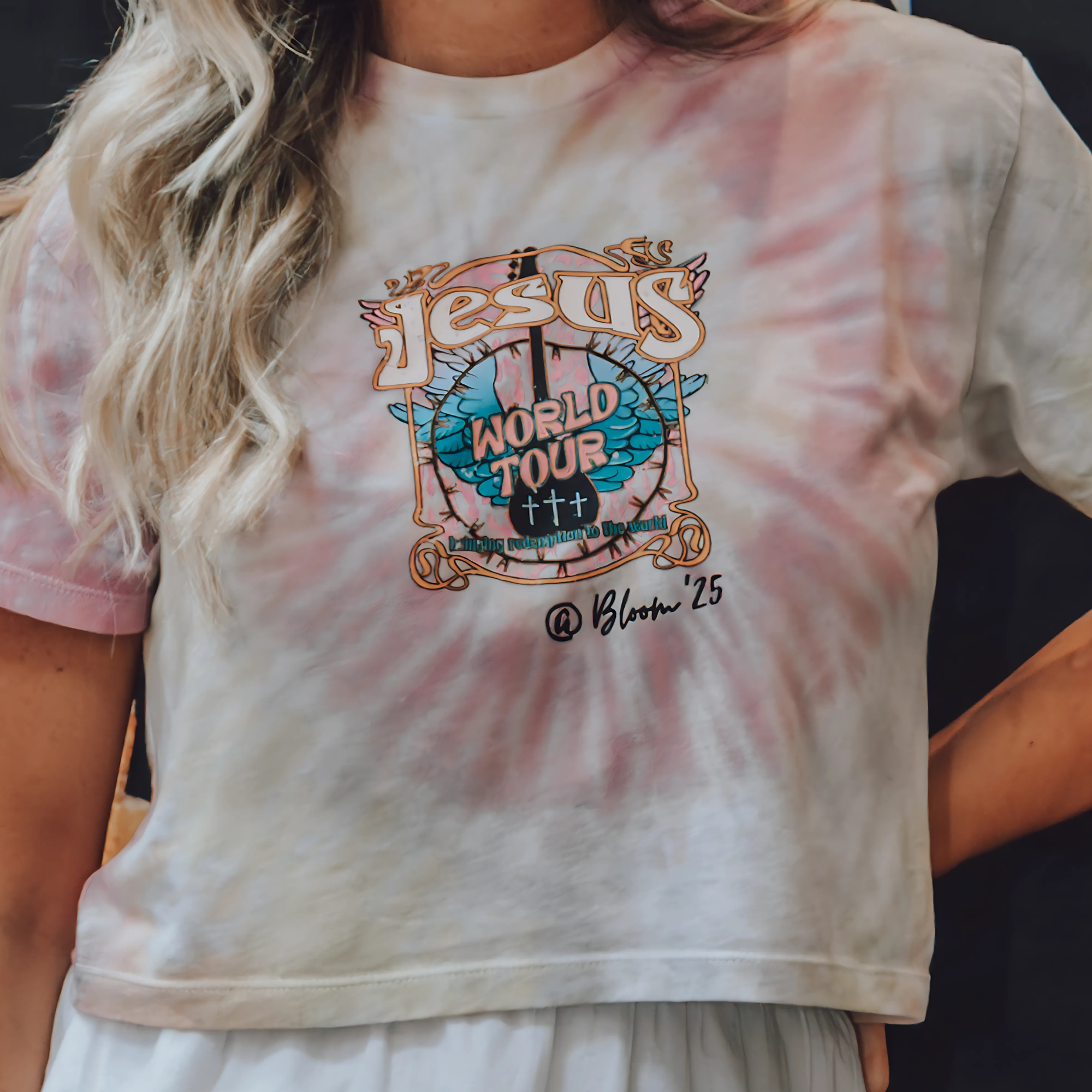 World Tour - Women's Cropped Tie-Dye Tee product thumbnail image World Tour - Women's Cropped Tie-Dye Tee product thumbnail image
