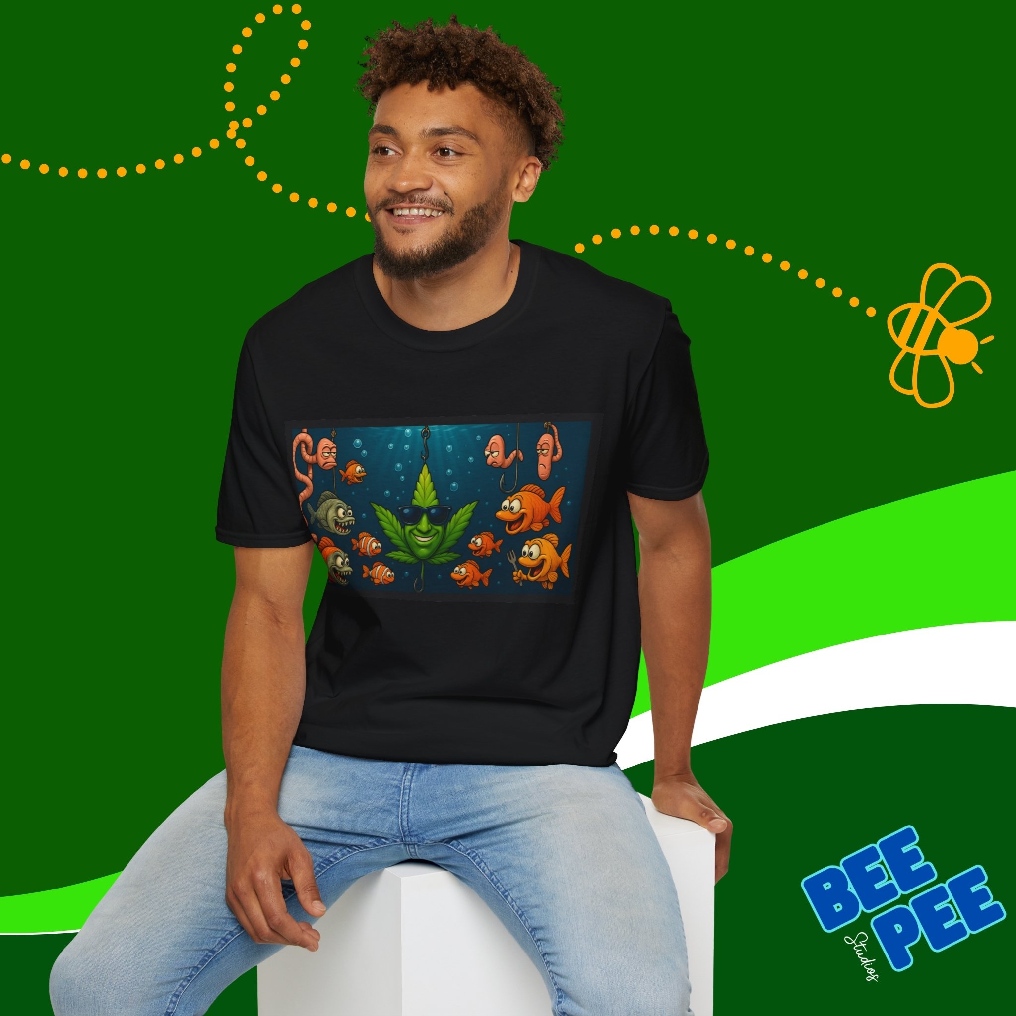 Funny Cannabis Leaf Fishing T-Shirt product thumbnail image Funny Cannabis Leaf Fishing T-Shirt product thumbnail image