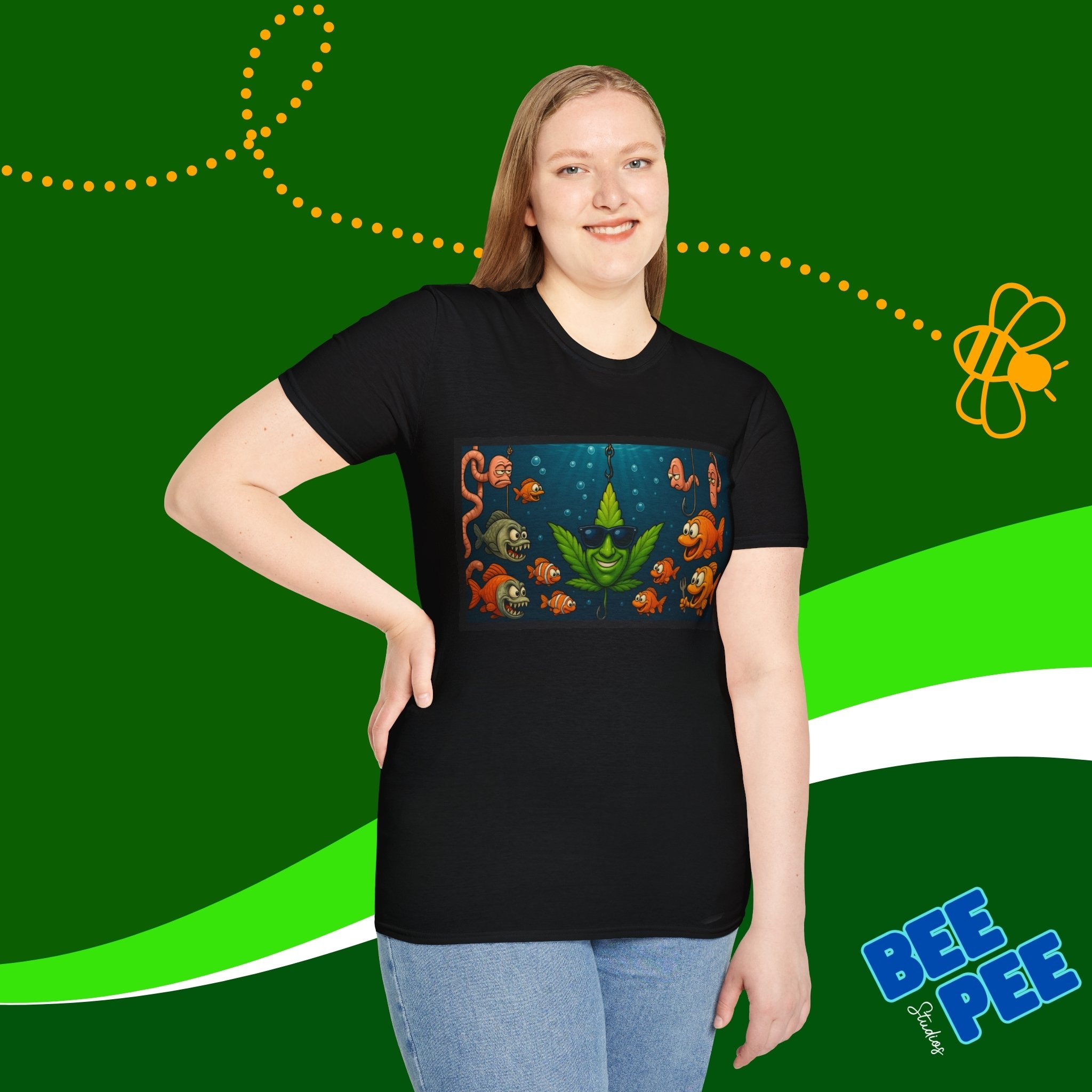 Funny Cannabis Leaf Fishing T-Shirt product thumbnail image Funny Cannabis Leaf Fishing T-Shirt product thumbnail image