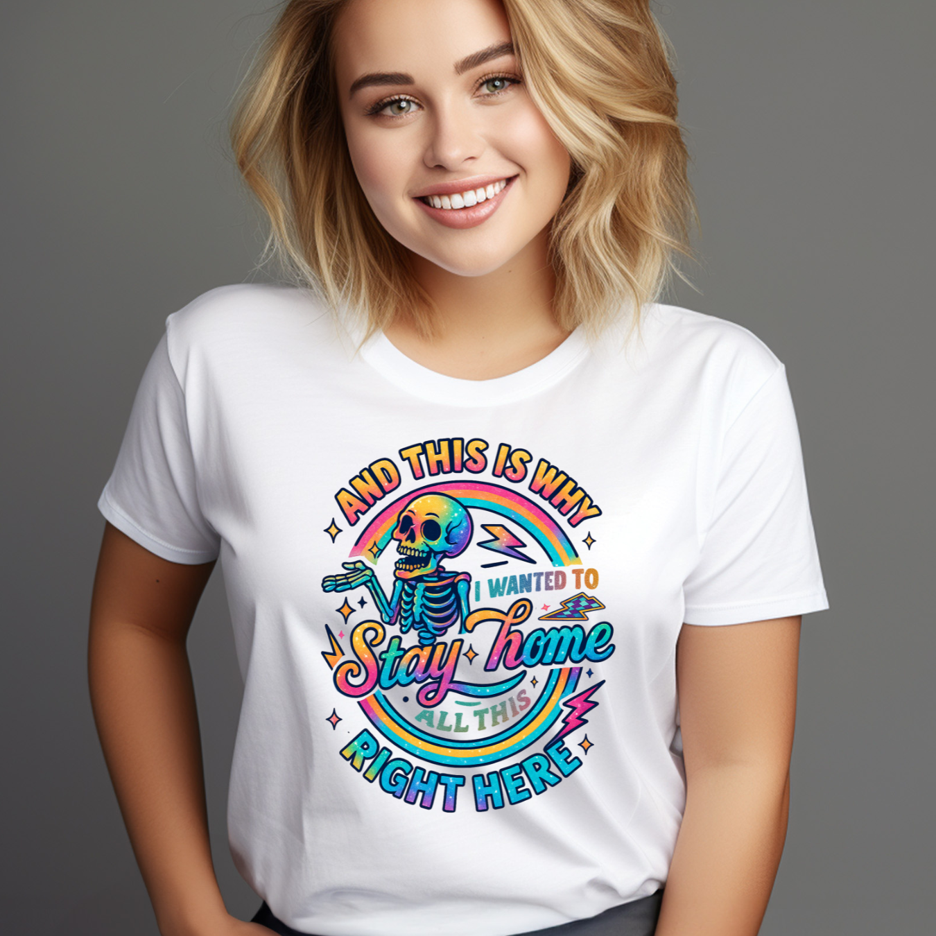 This Is Why I Wanted to Stay Home, All this right here T-shirt with Skull design - Sarcastic Tee - Unisex Softstyle T-Shirt product thumbnail image