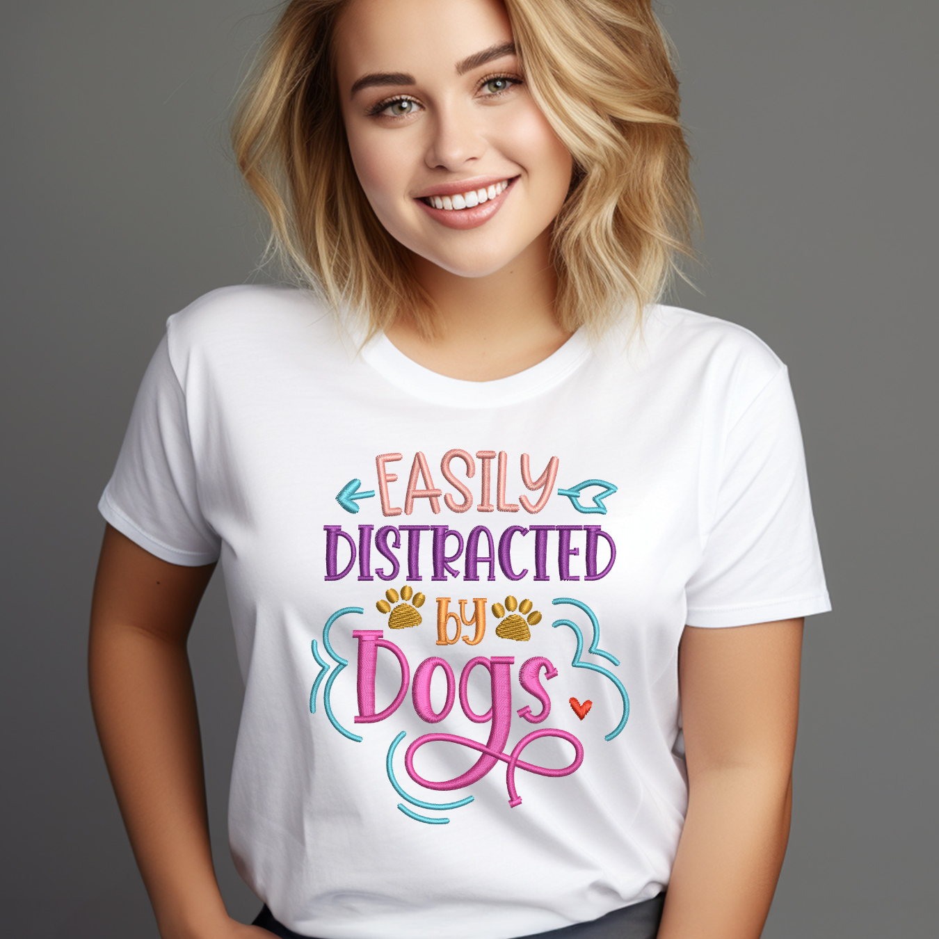 Funny Dog Lover T-Shirt – “Easily Distracted by Dogs” Graphic Tee for Pet Parents